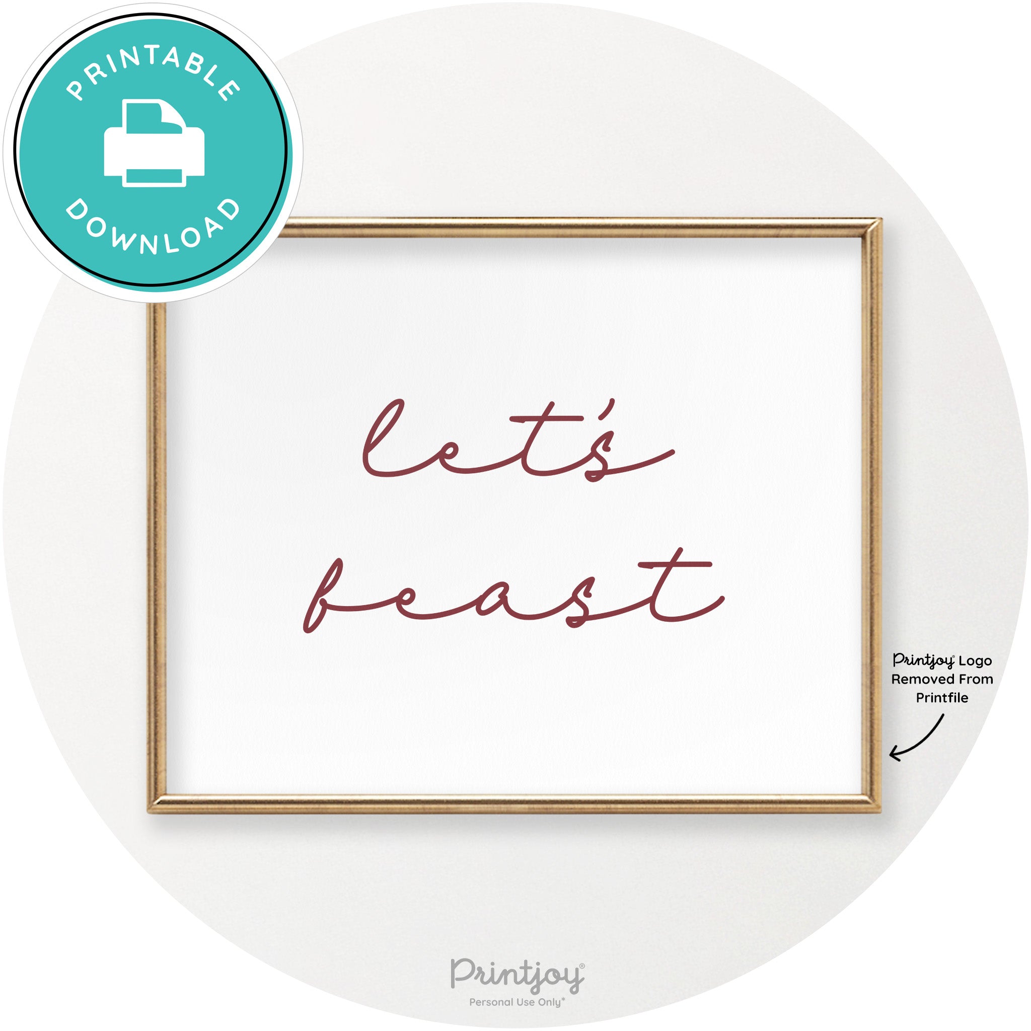 Let's Feast Cute Thanksgiving Modern Chic Wall Art Printable