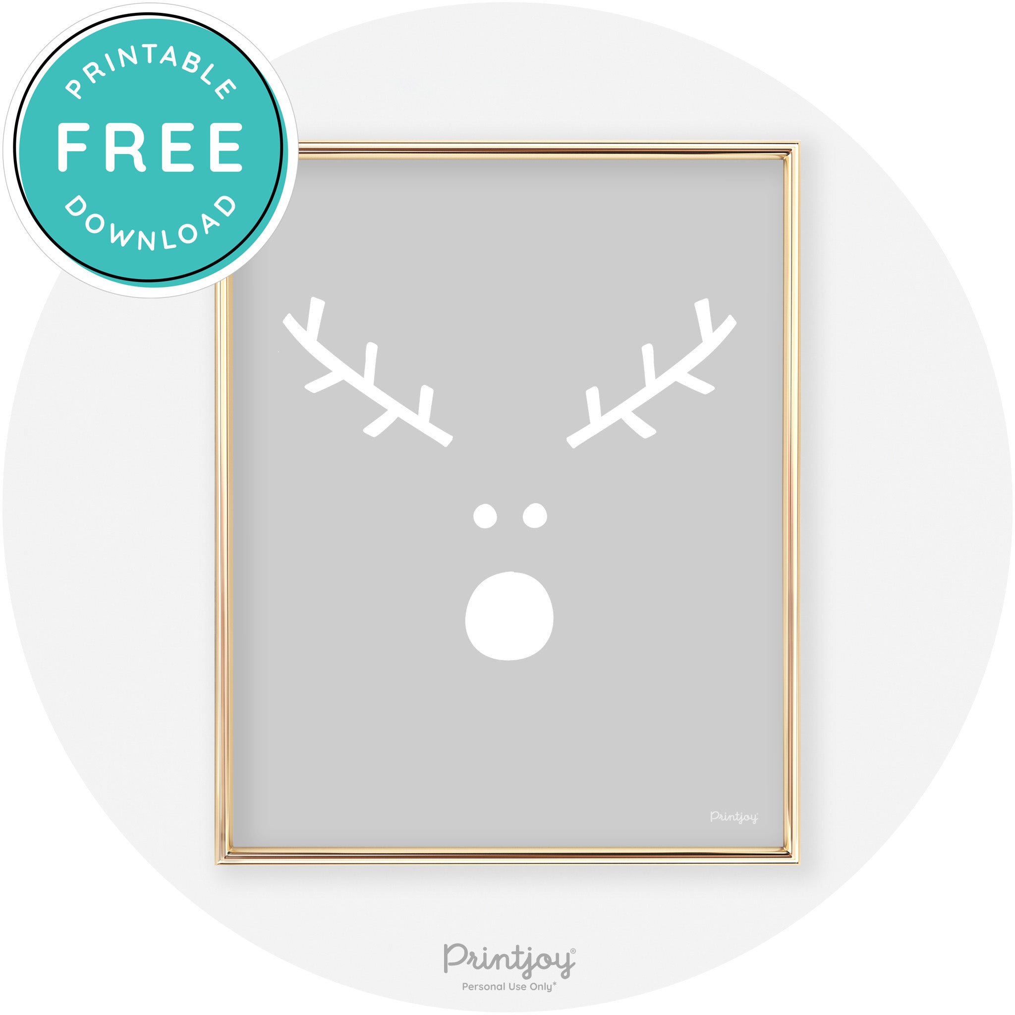 Simple Rudolph Reindeer Face Cute Chic Wall Art Free Printable