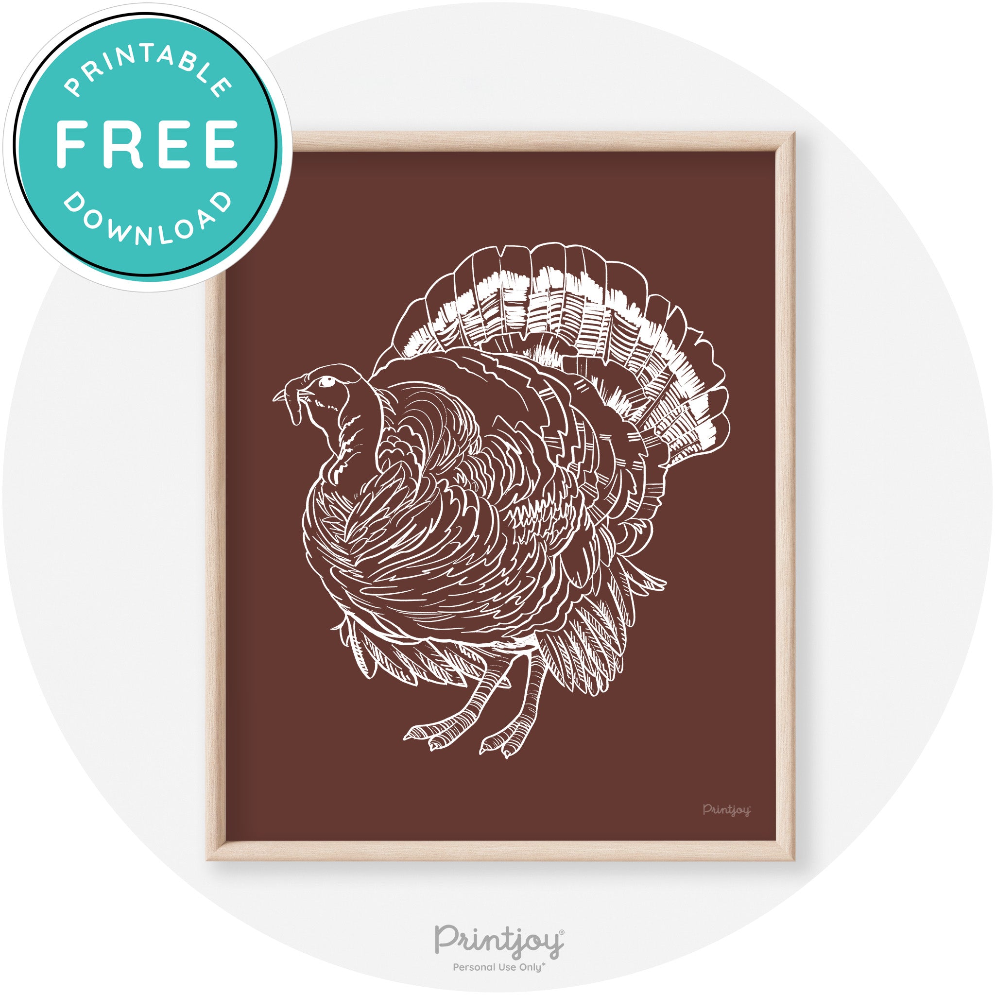 Turkey Drawing Thanksgiving Transitional Wall Art Decor Free Printable