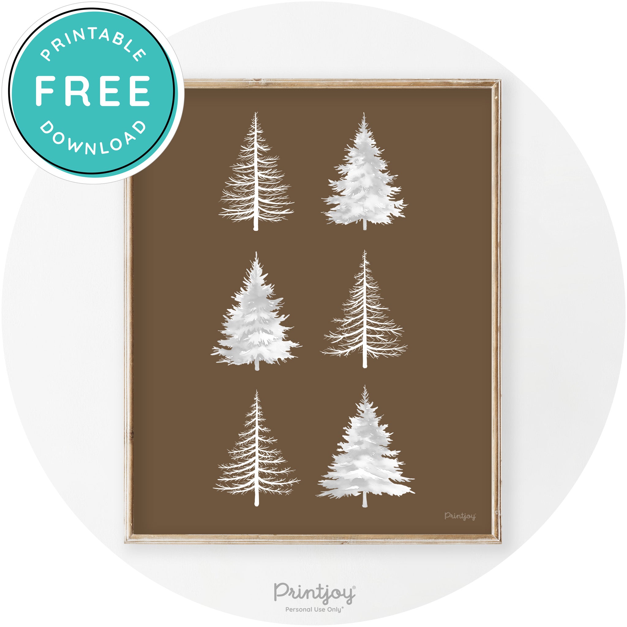 Christmas Trees Silhouette Modern Transitional Wall Art Free Printable - Printjoy