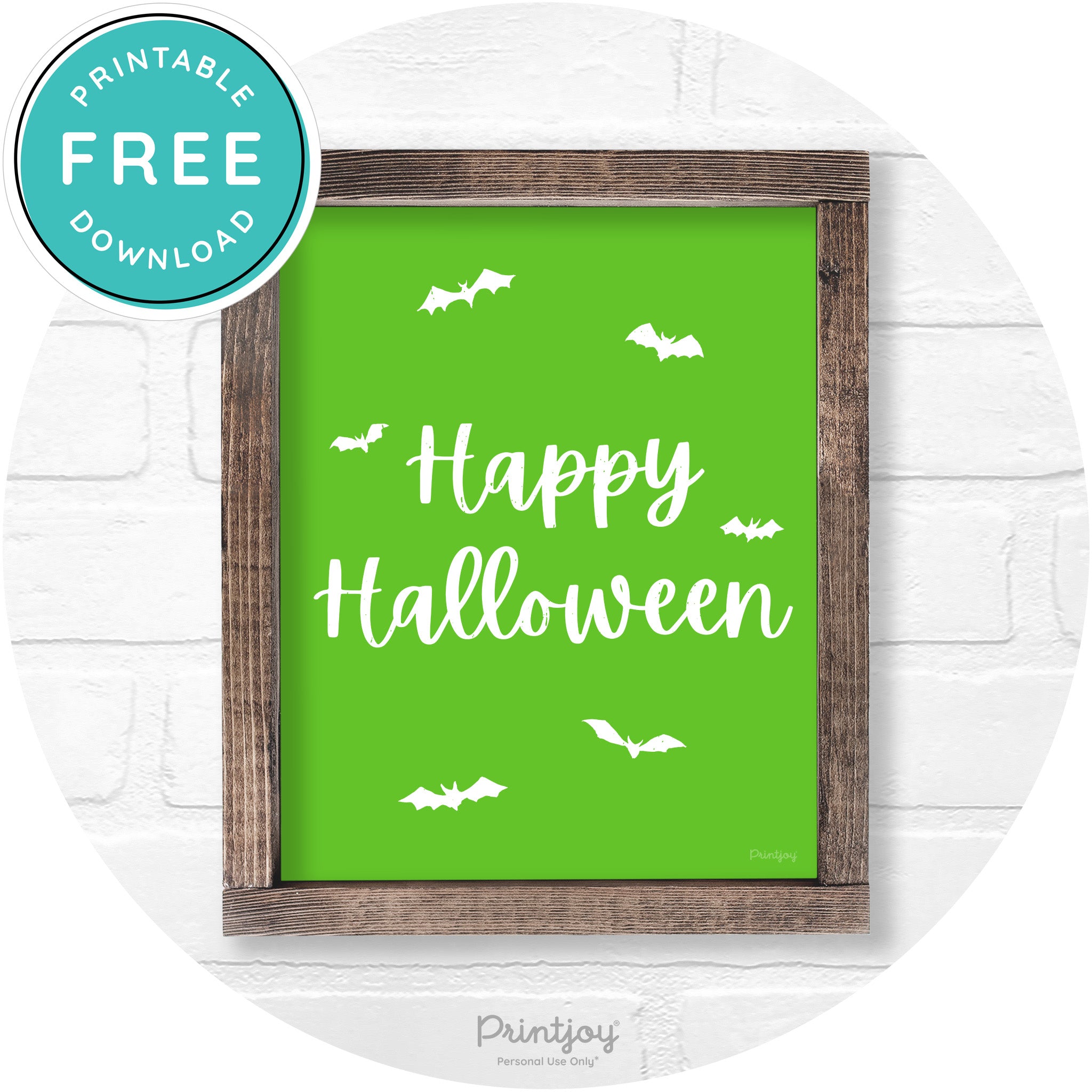 Happy Halloween Bats Rustic Farmhouse Wall Art Free Printable - Printjoy