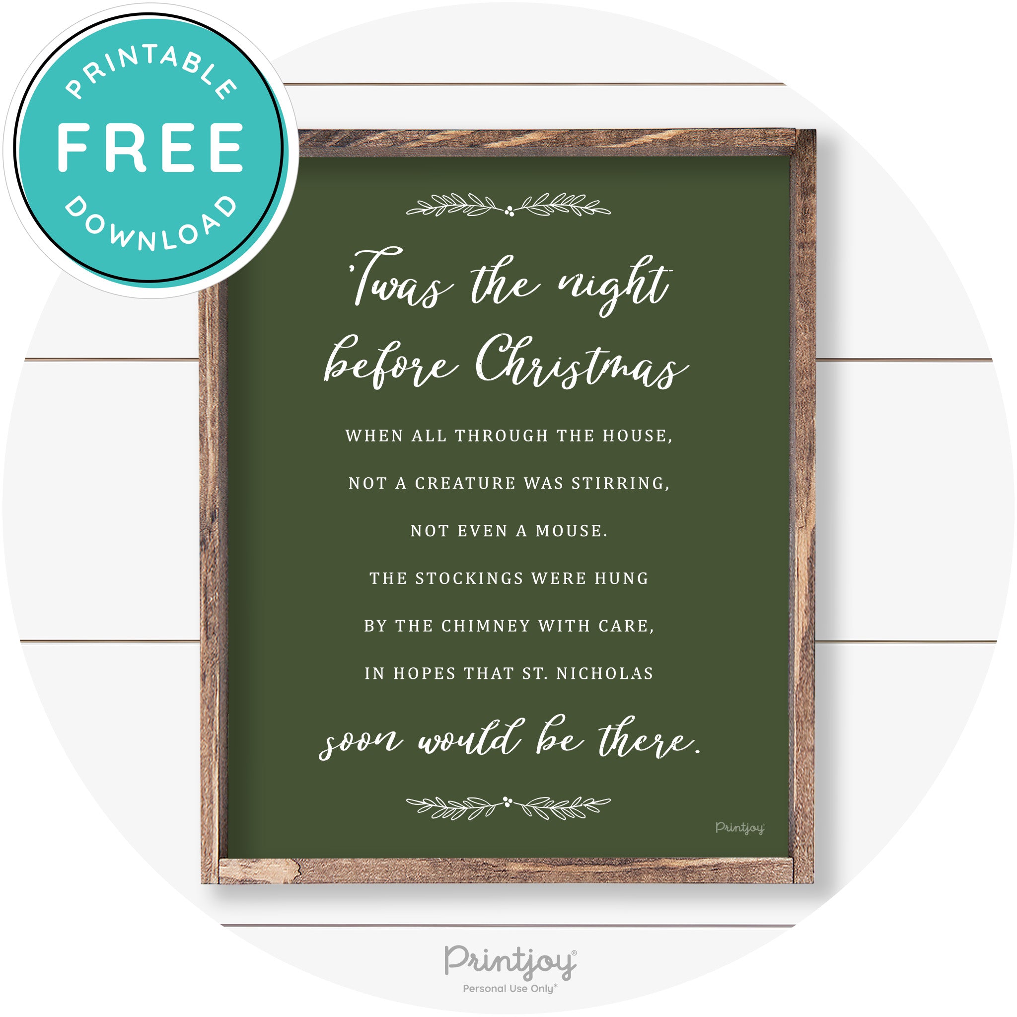 'Twas The Night Before Christmas Farmhouse Wall Art Free Printable