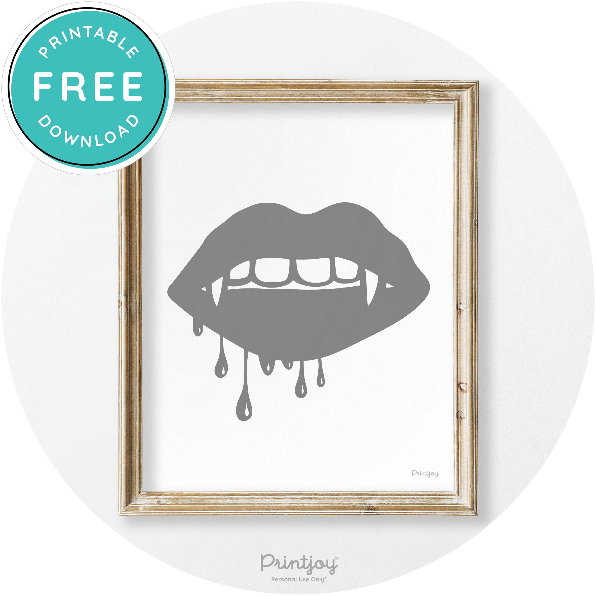 Dracula Fangs Teeth Modern Vintage Halloween Wall Art Free Printable