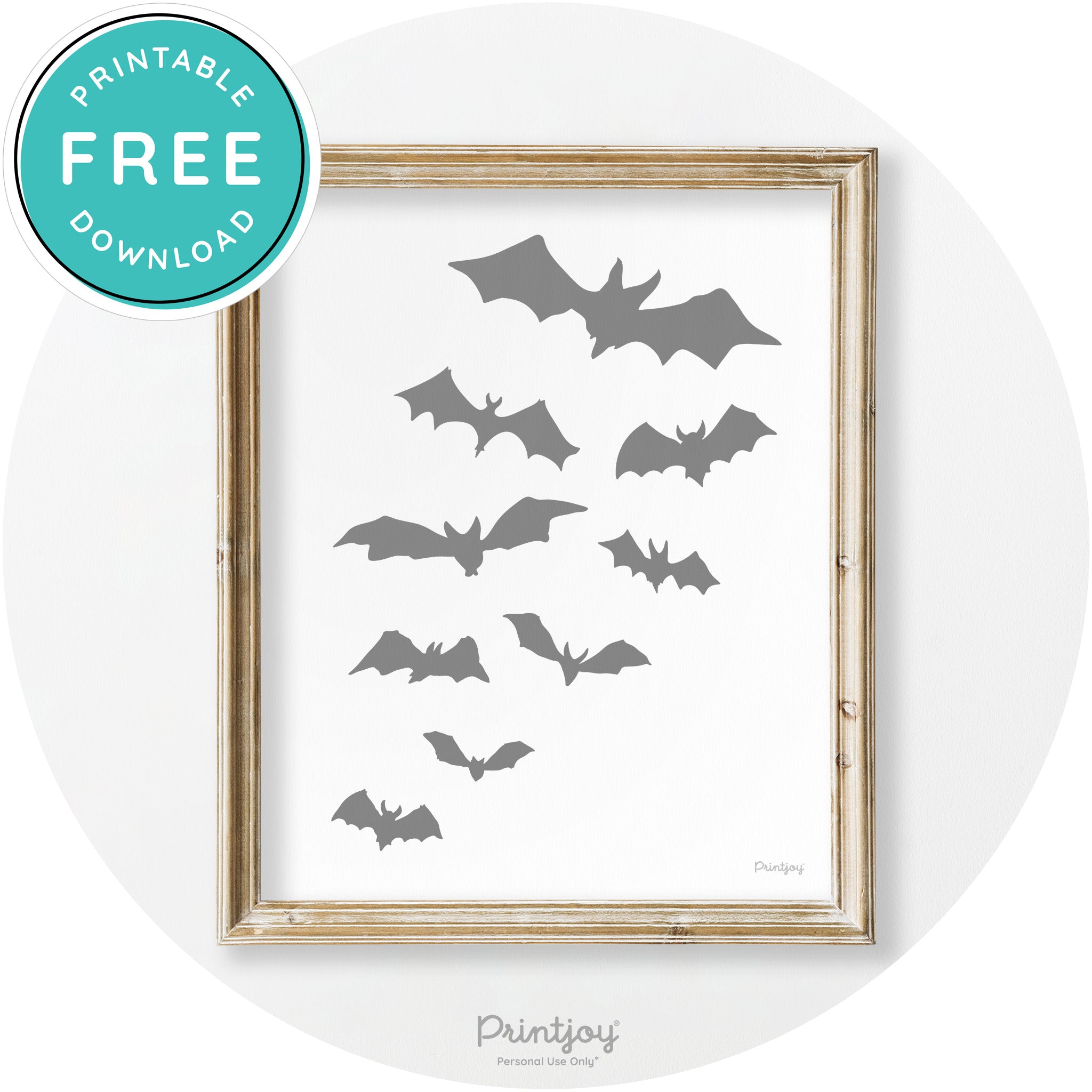Halloween Bats Silhouette Modern Vintage Wall Art Free Printable