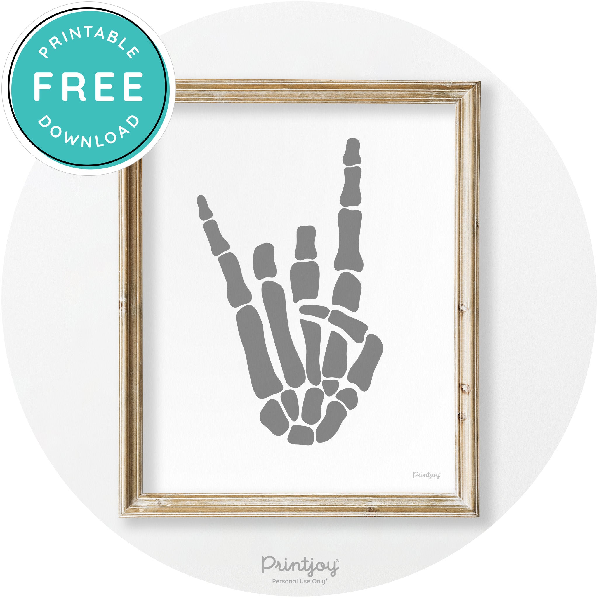 Skeleton Rock On Hand Bones Vintage Halloween Wall Art Free Printable