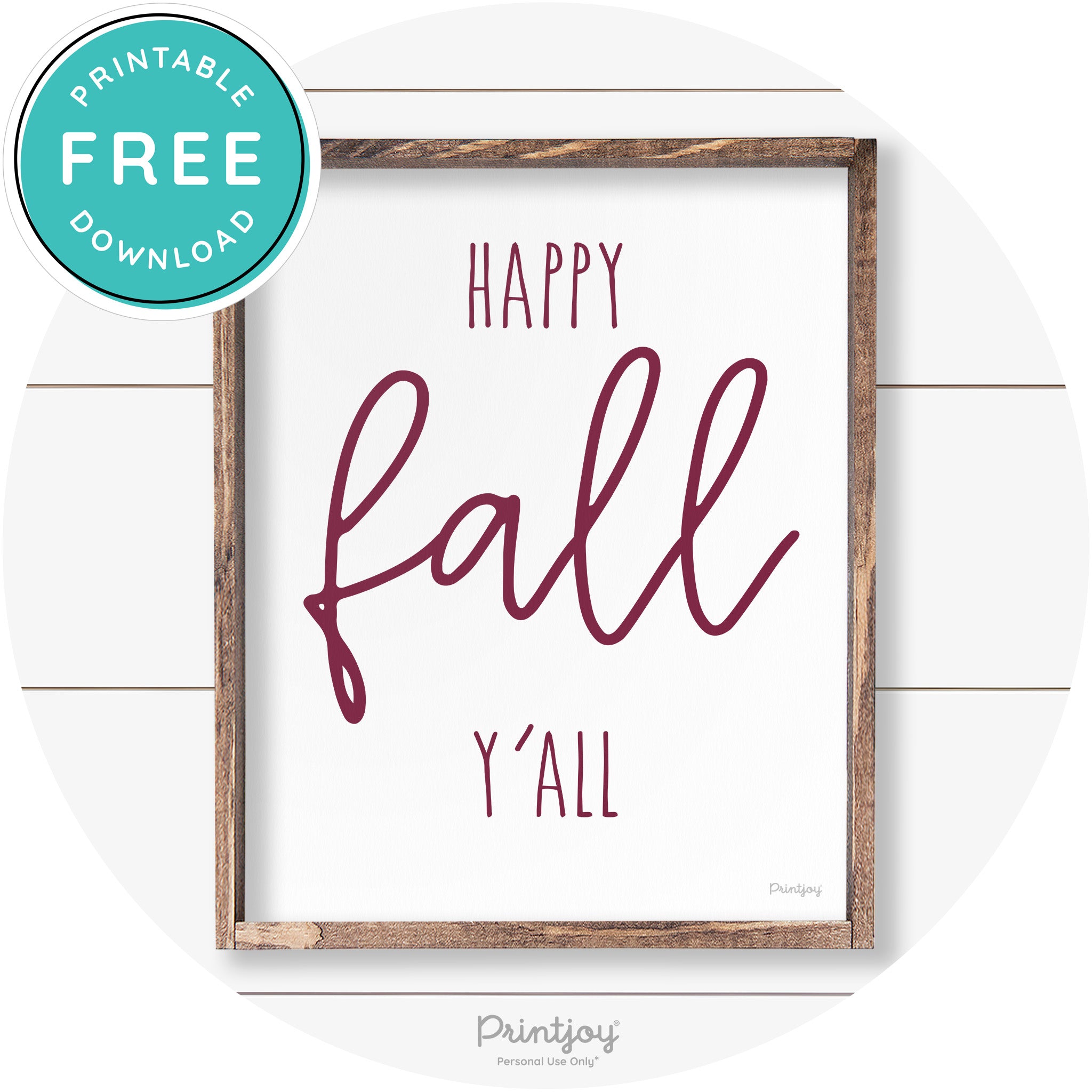 Happy Fall Y'all Cute Farmhouse Autumn Wall Art Decor Free Printable