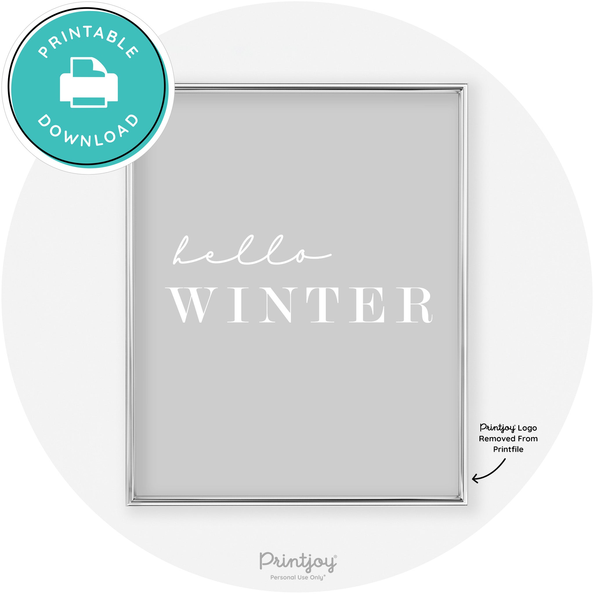 Hello Winter Cute Seasonal Modern Chic Wall Art Decor Free Printable