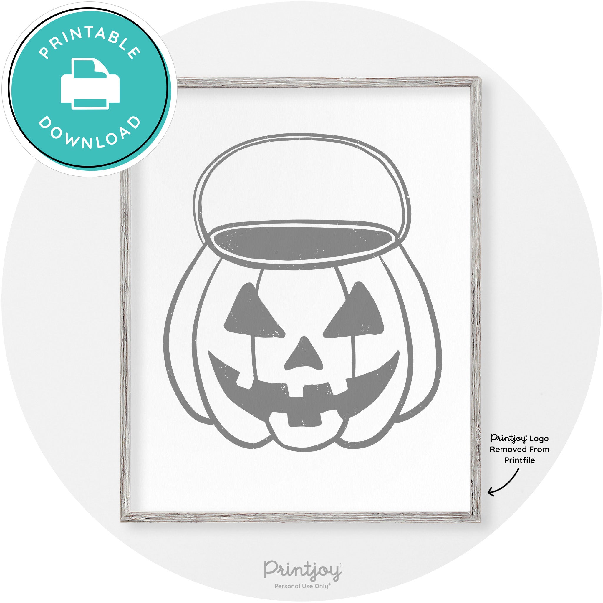 Jack O Lantern Treat Bucket Vintage Halloween Wall Art Free Printable - Printjoy