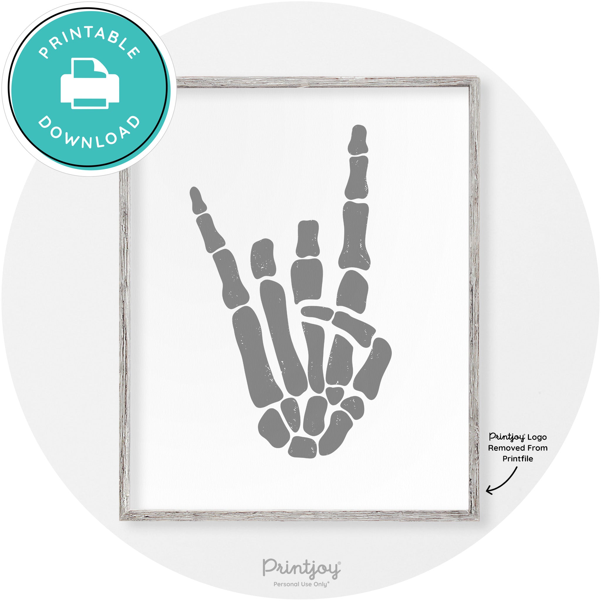 Skeleton Rock On Hand Bones Vintage Halloween Wall Art Free Printable - Printjoy