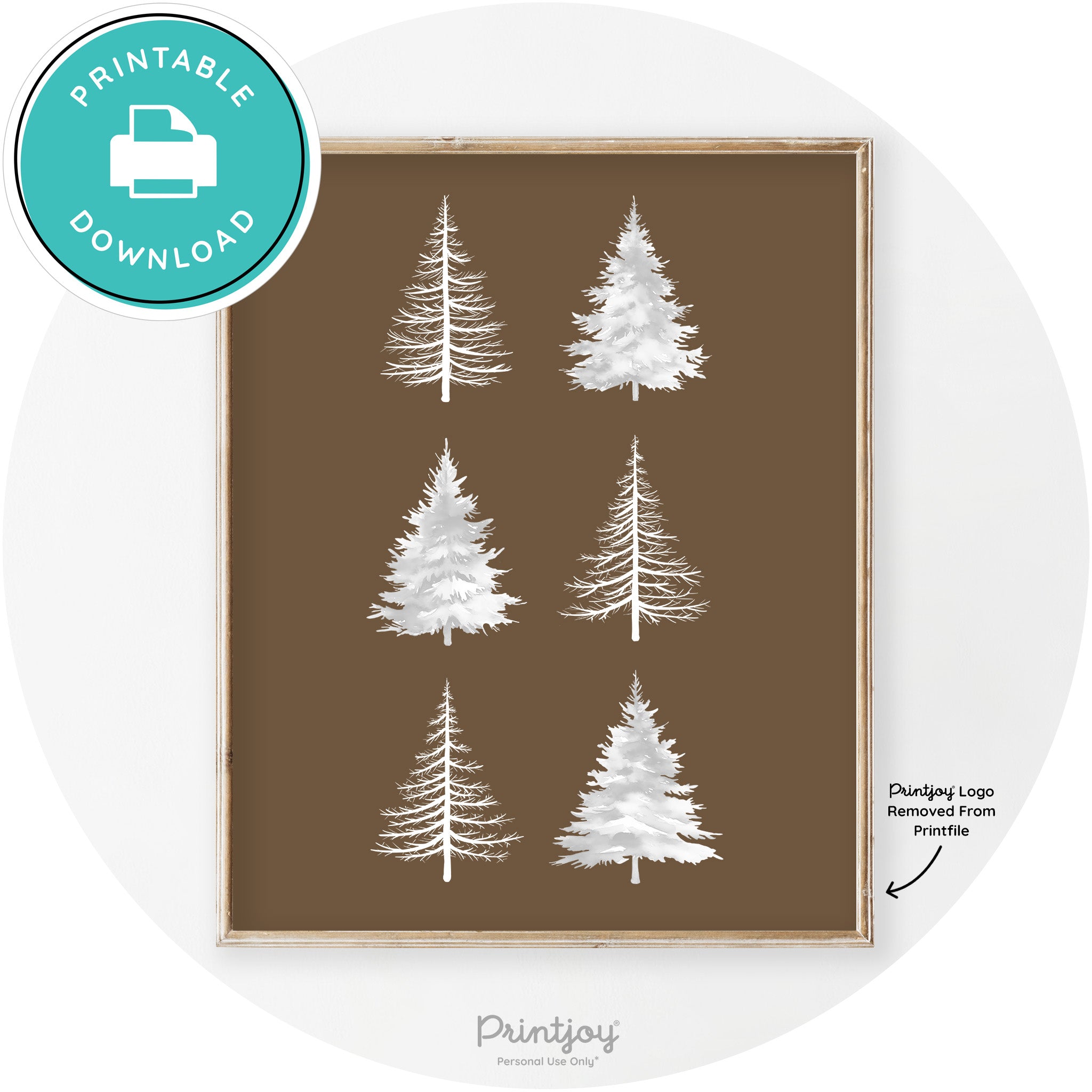 Christmas Trees Silhouette Modern Transitional Wall Art Free Printable - Printjoy