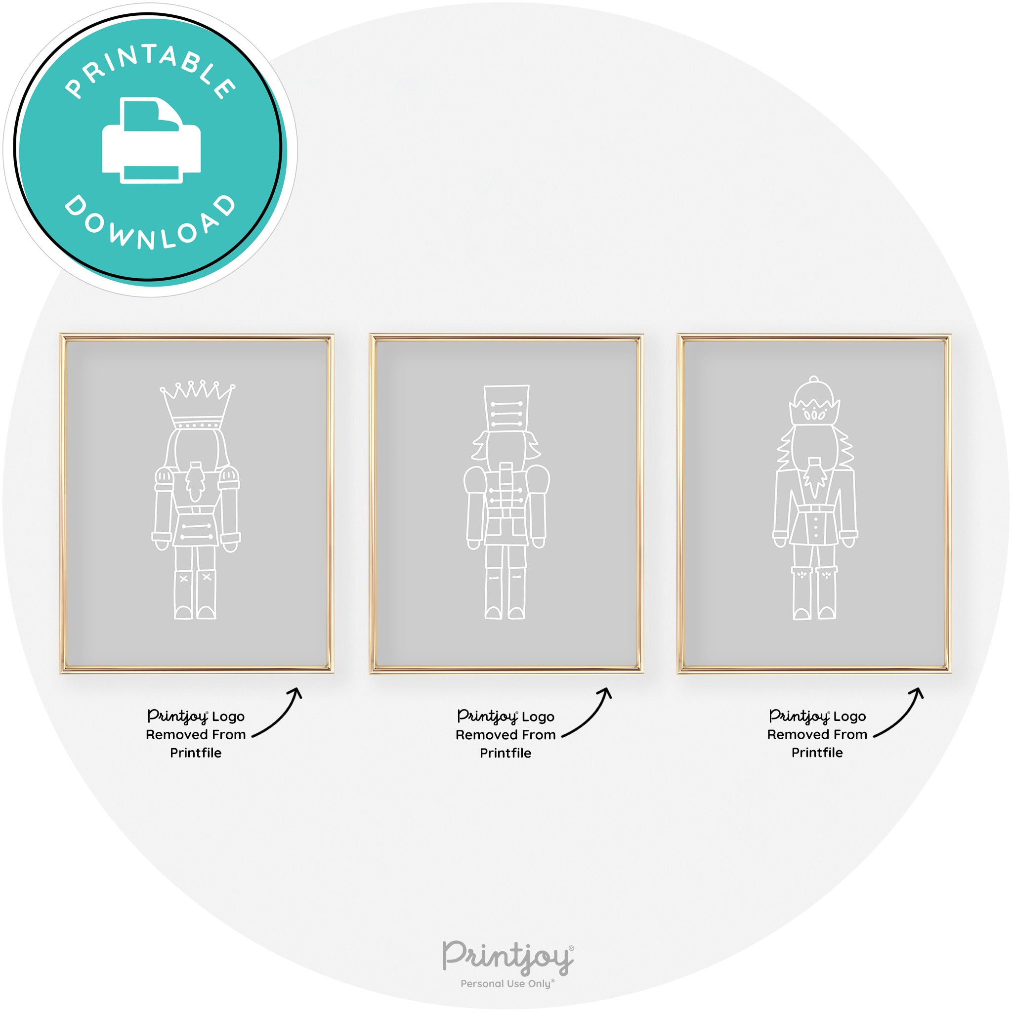 Nutcracker Line Art Set Of 3 Cute Christmas Chic Wall Art Free Printable
