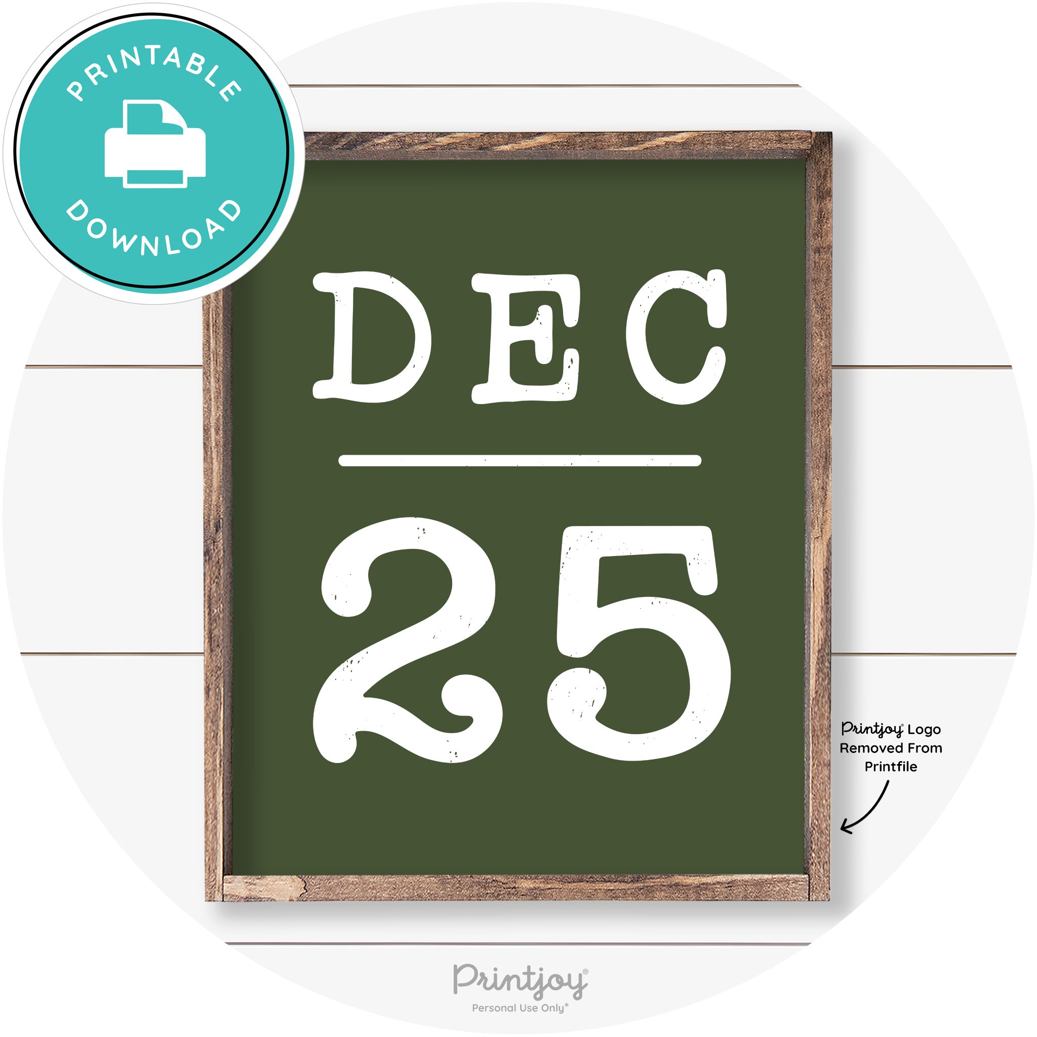 Dec 25 Christmas Rustic Farmhouse Wall Art Decor Free Printable