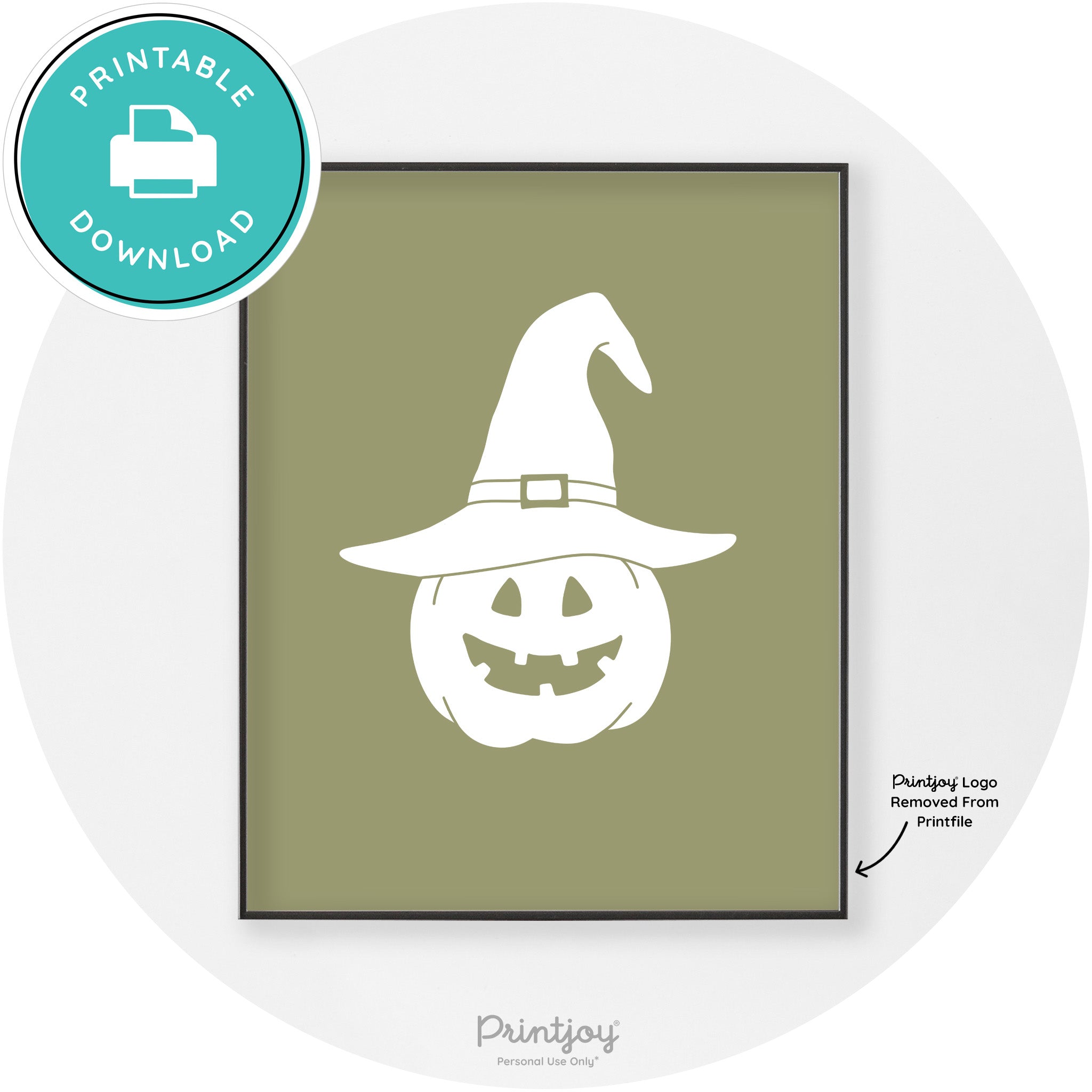 Halloween Cute Witch Jack O Lantern Chic Wall Art Printable