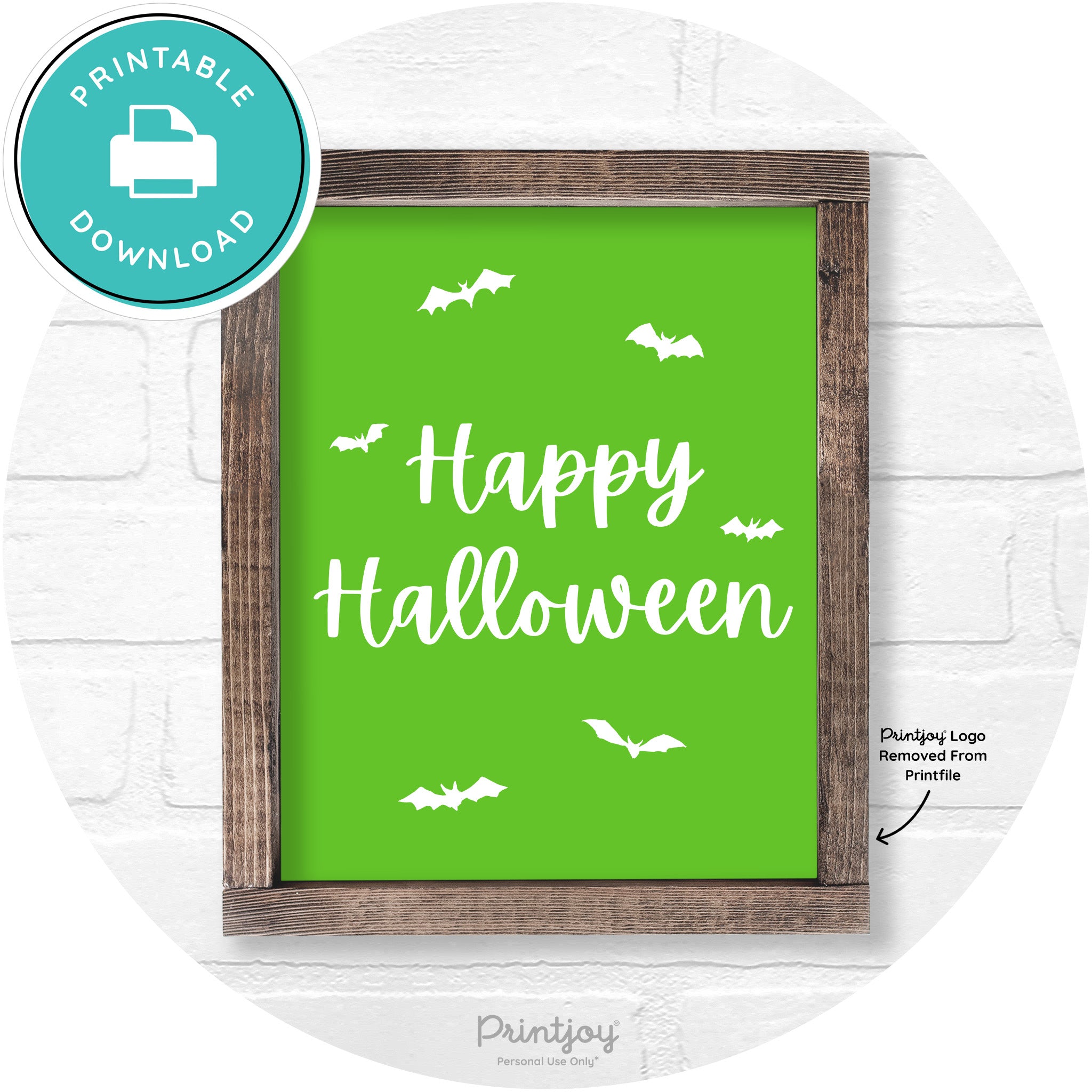 Happy Halloween Bats Rustic Farmhouse Wall Art Printable