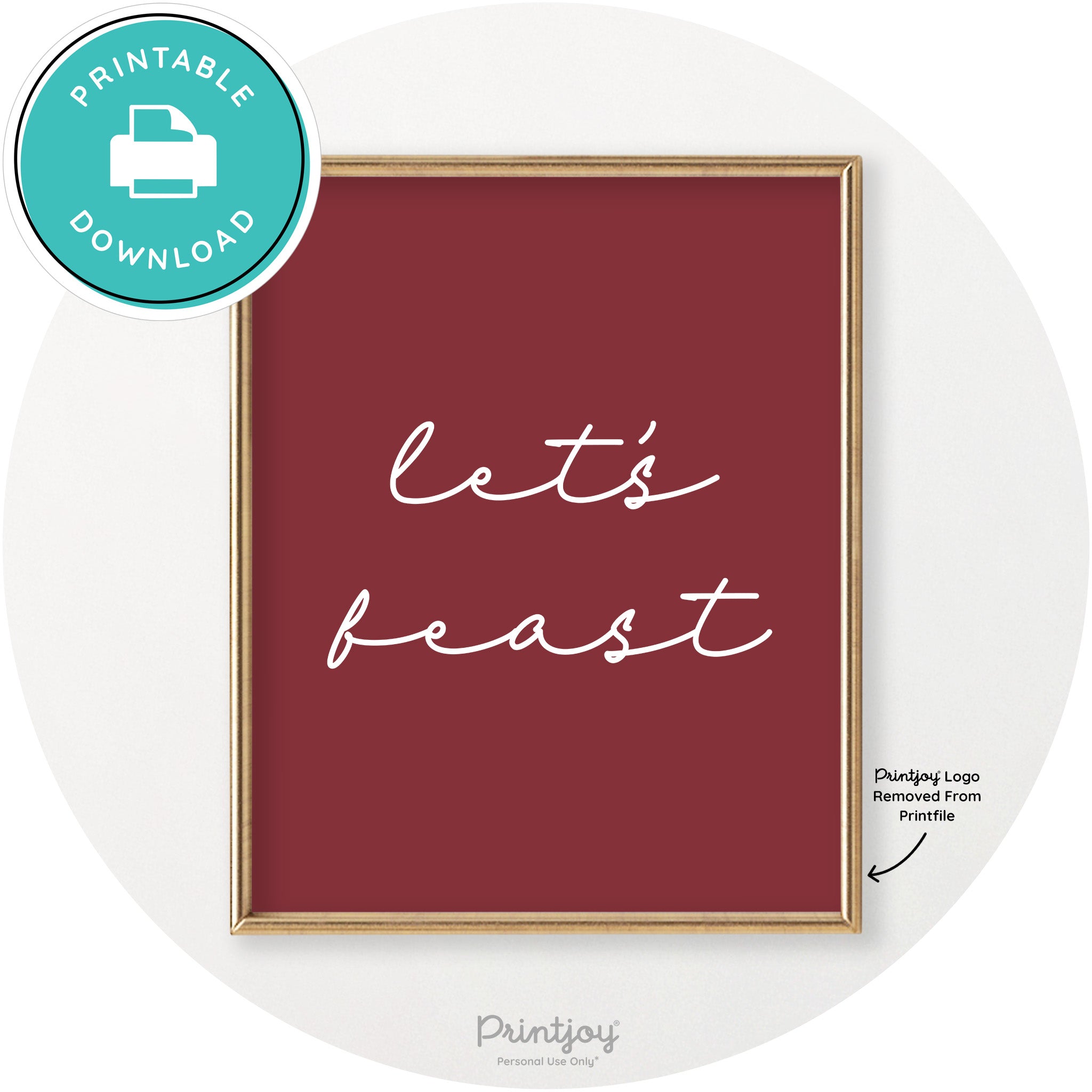Let's Feast Cute Thanksgiving Modern Chic Wall Art Printable