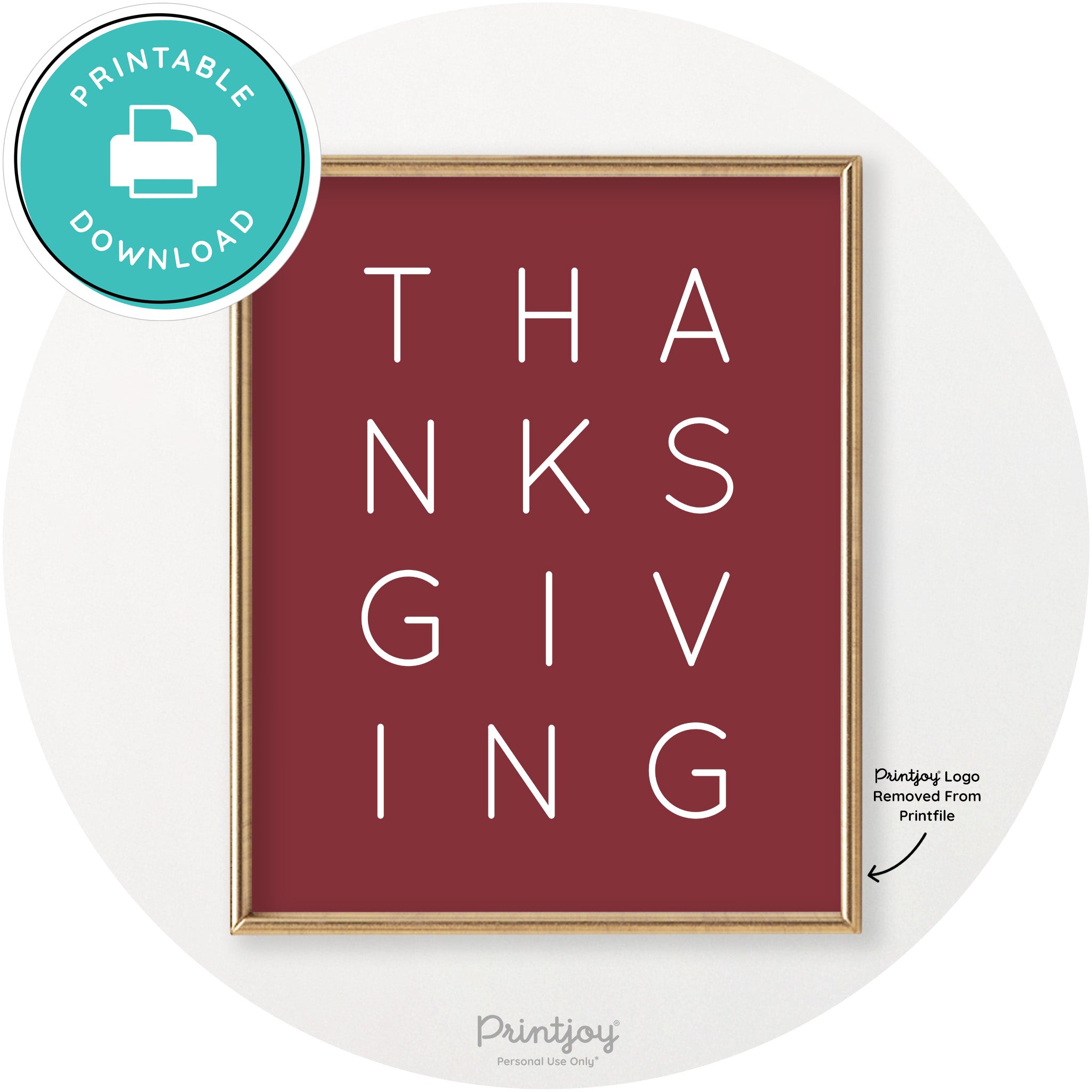 Thanksgiving Cute Typography Modern Chic Wall Art Printable