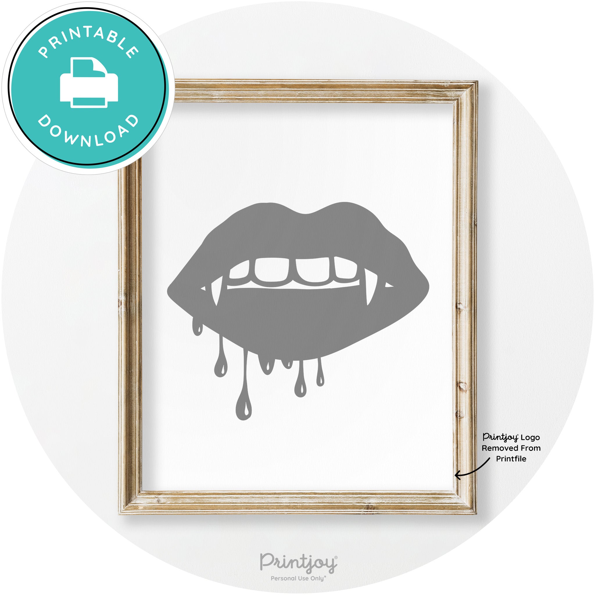 Dracula Fangs Teeth Modern Vintage Halloween Wall Art Free Printable