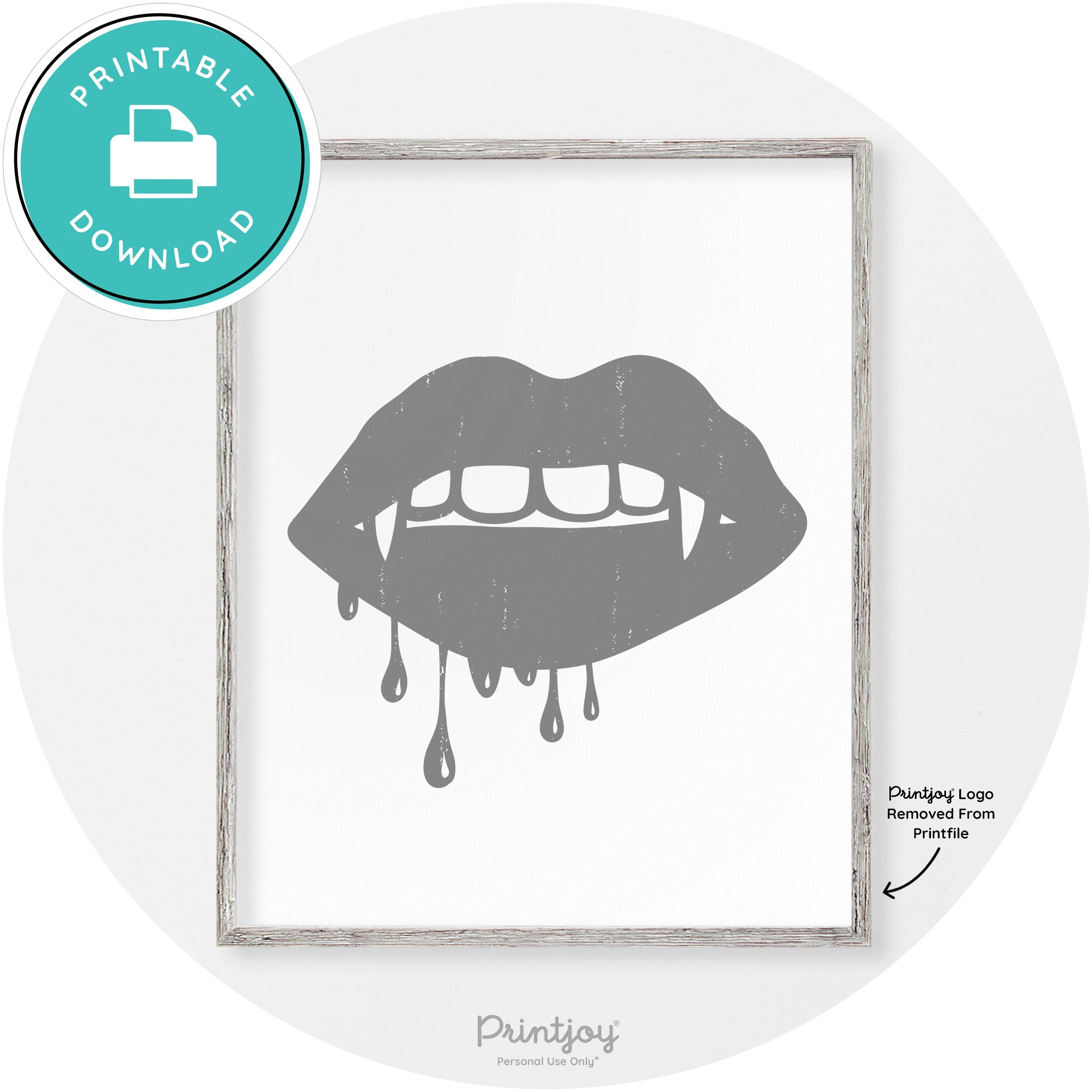 Dracula Fangs Teeth Modern Vintage Halloween Wall Art Free Printable - Printjoy