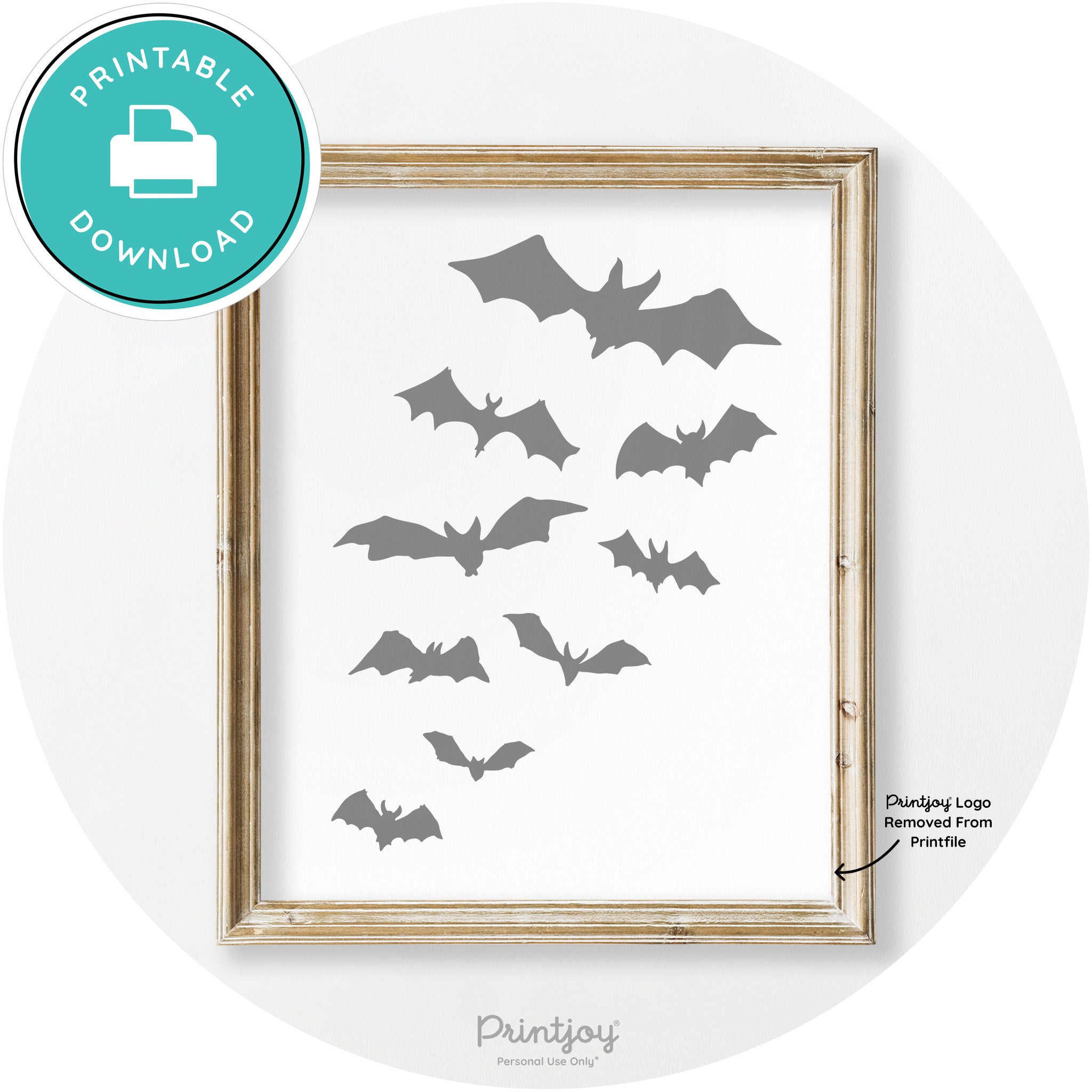 Halloween Bats Silhouette Modern Vintage Wall Art Free Printable