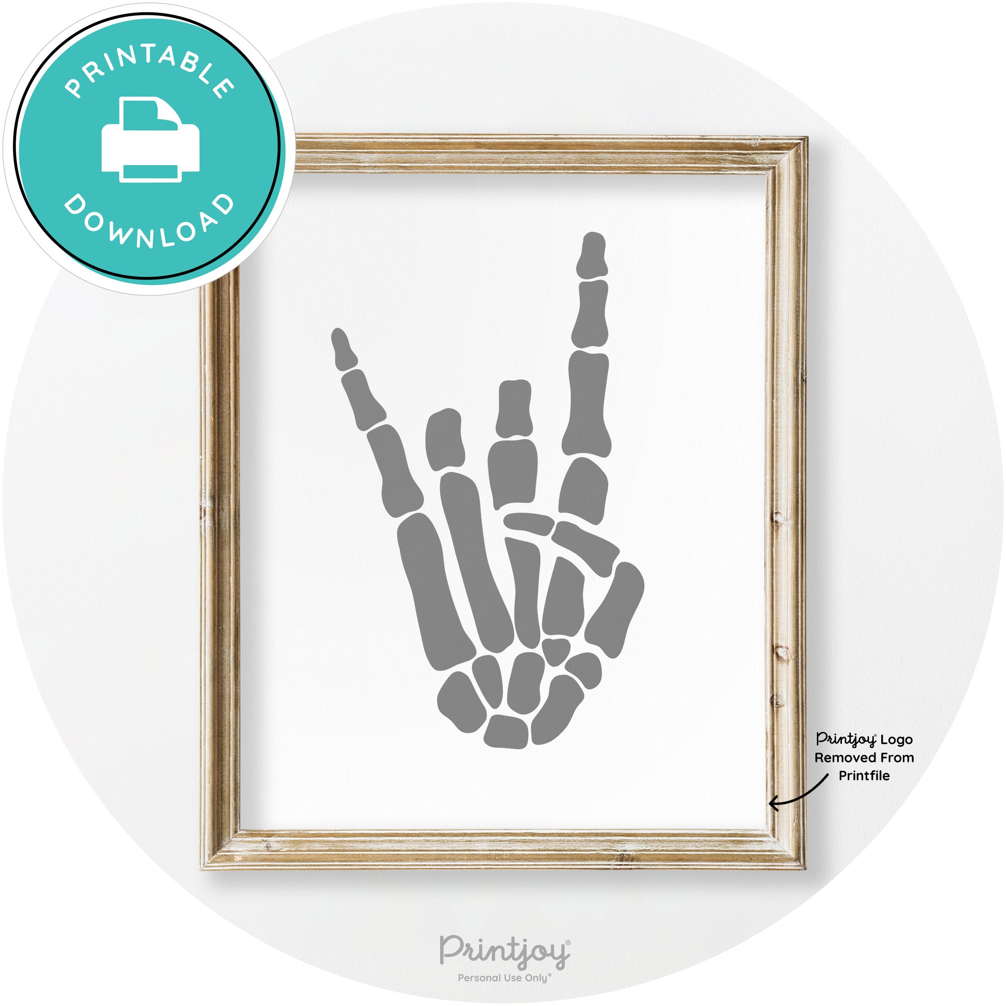 Skeleton Rock On Hand Bones Vintage Halloween Wall Art Free Printable