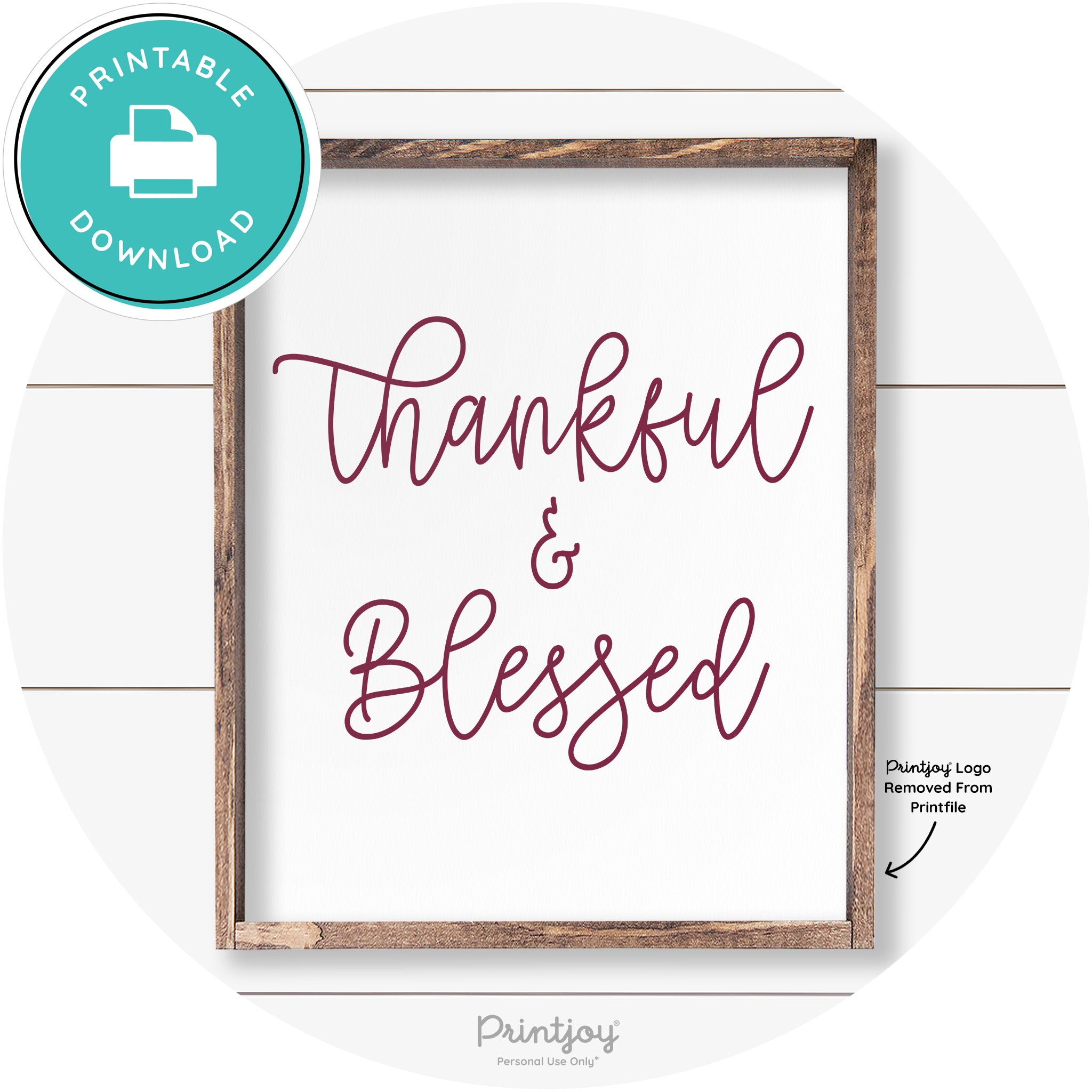 Thankful And Blessed Thanksgiving Farmhouse Wall Art Free Printable