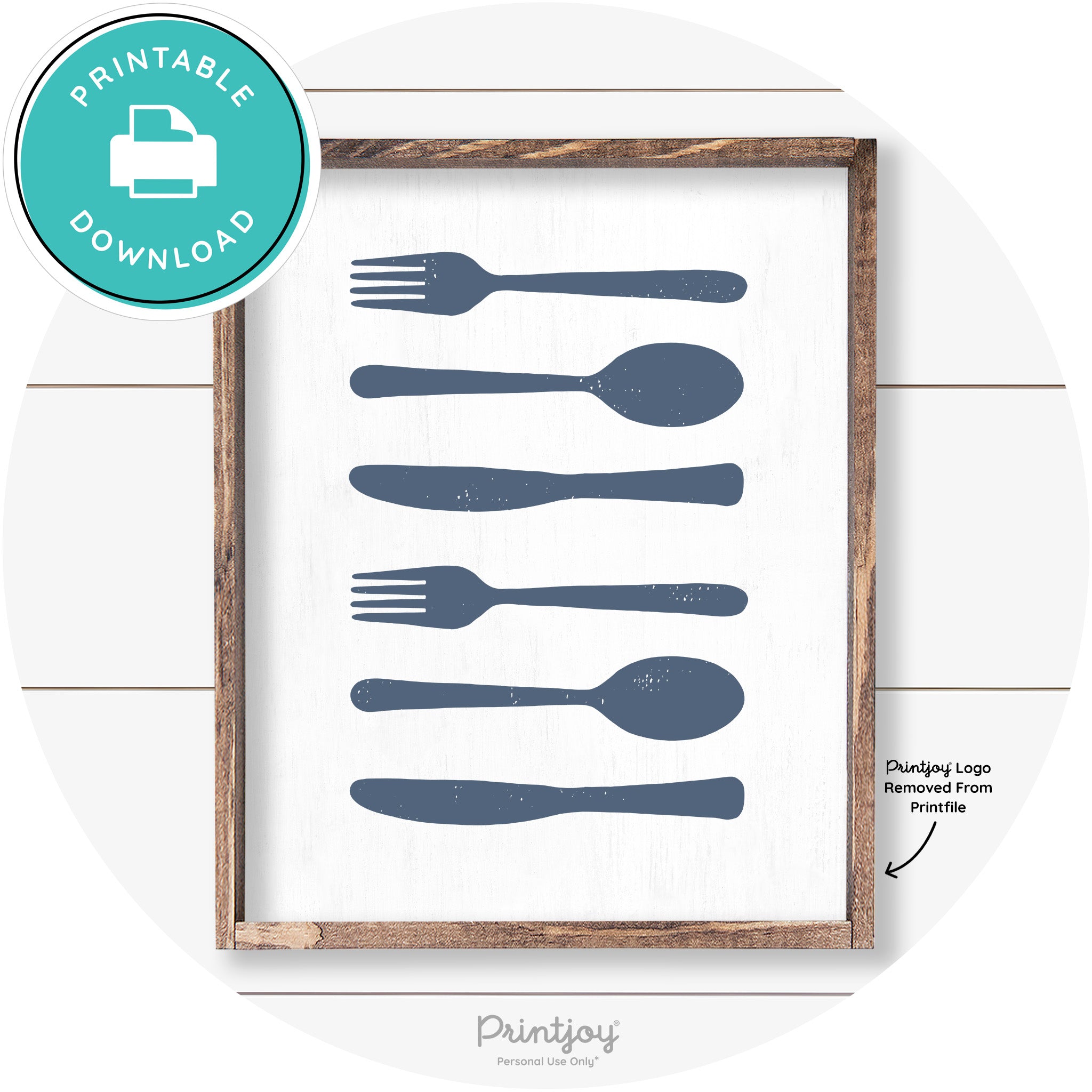 Fork Spoon Knife Pattern Farmhouse Kitchen Wall Art Free Printable