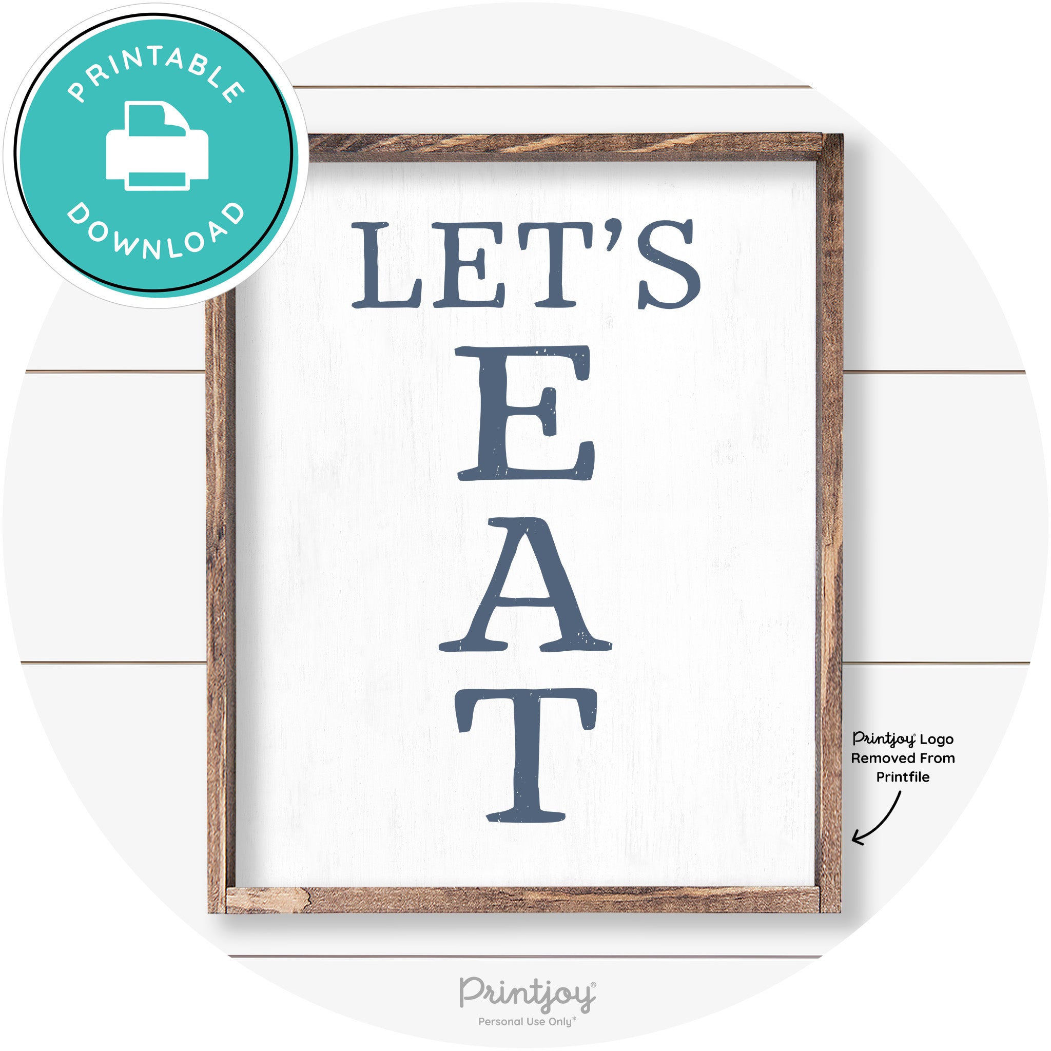 Let's Eat Kitchen Sign Rustic Farmhouse Wall Art Decor Free Printable