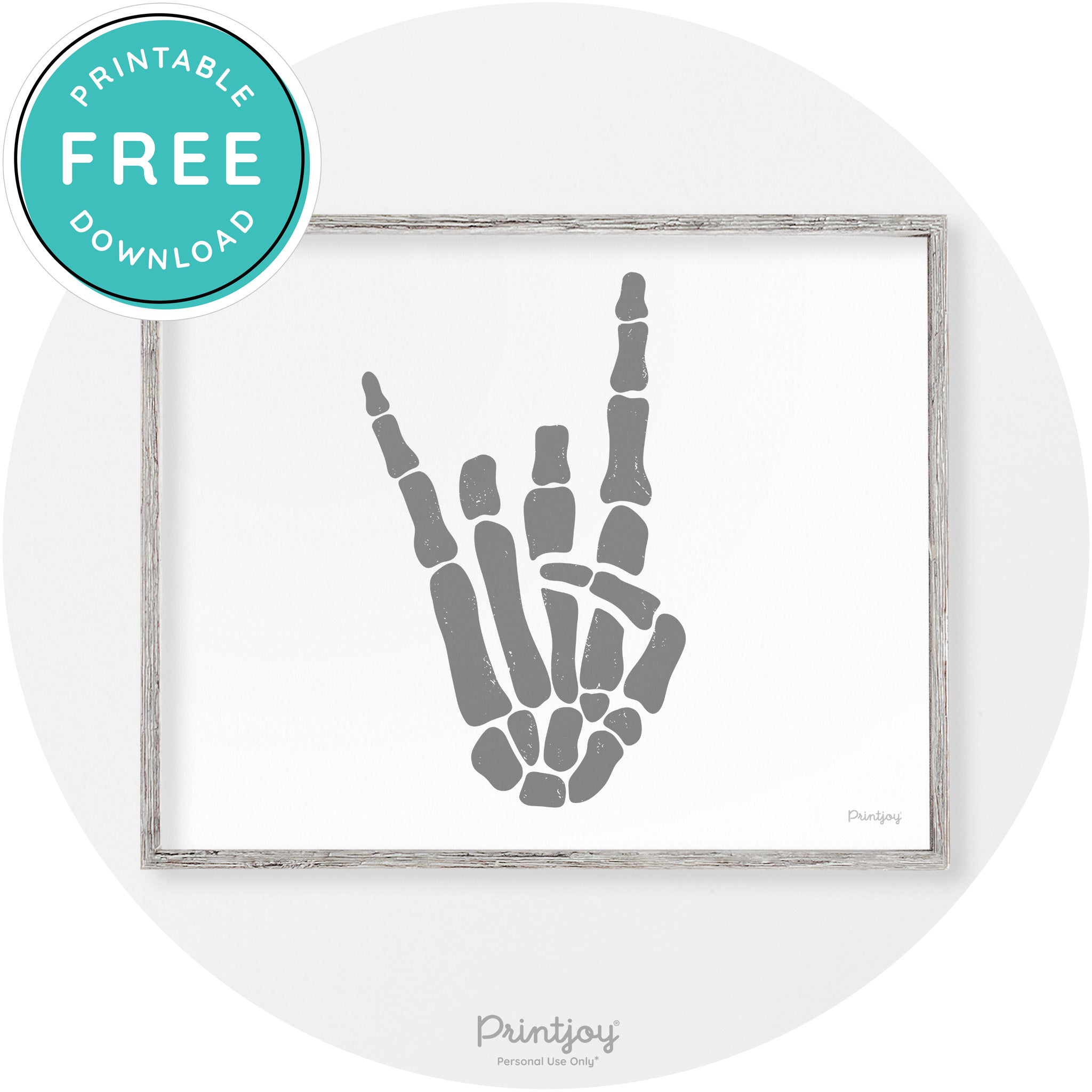 Skeleton Rock On Hand Bones Vintage Halloween Wall Art Free Printable - Printjoy