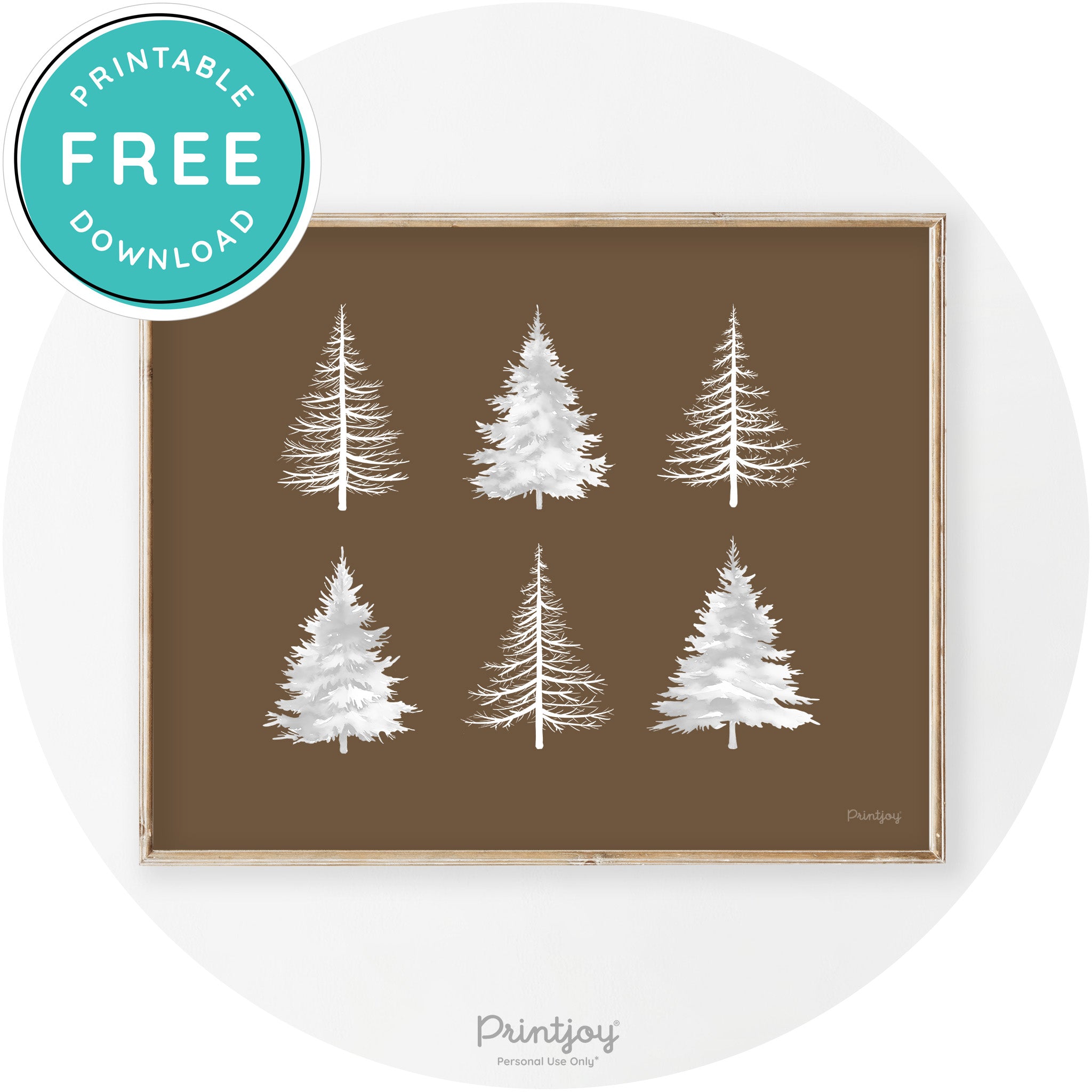 Christmas Trees Silhouette Modern Transitional Wall Art Free Printable - Printjoy