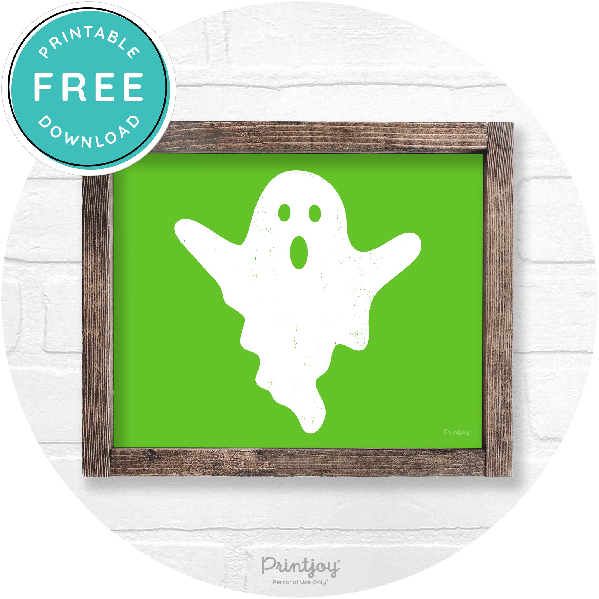 Halloween Cute Ghost Rustic Farmhouse Wall Art Free Printable - Printjoy