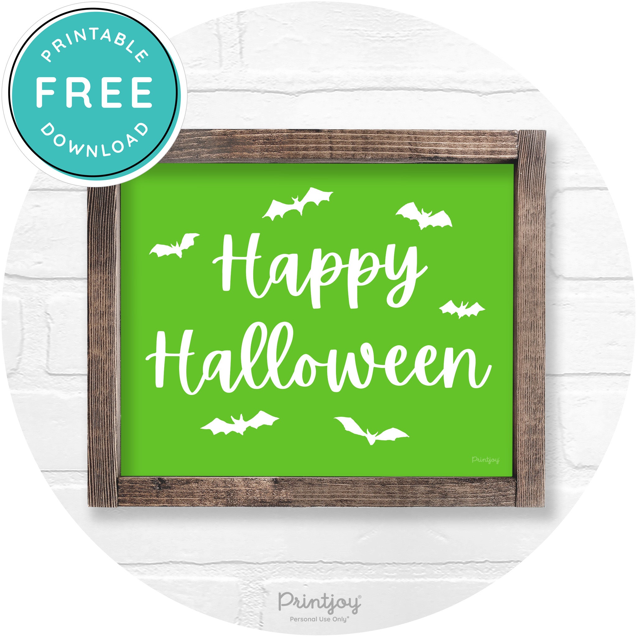 Happy Halloween Bats Rustic Farmhouse Wall Art Printable