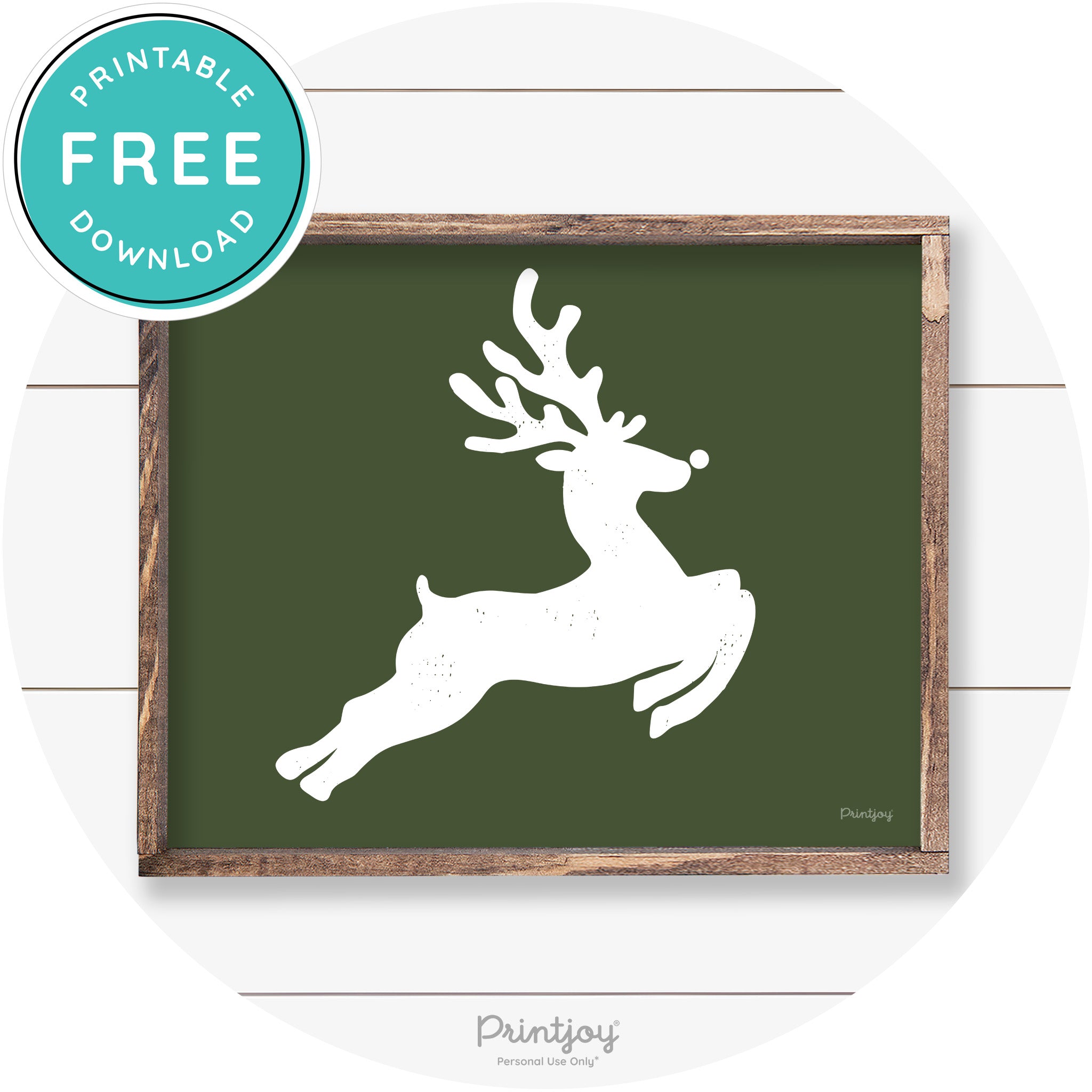 Flying Reindeer Silhouette Christmas Farmhouse Wall Art Free Printable - Printjoy