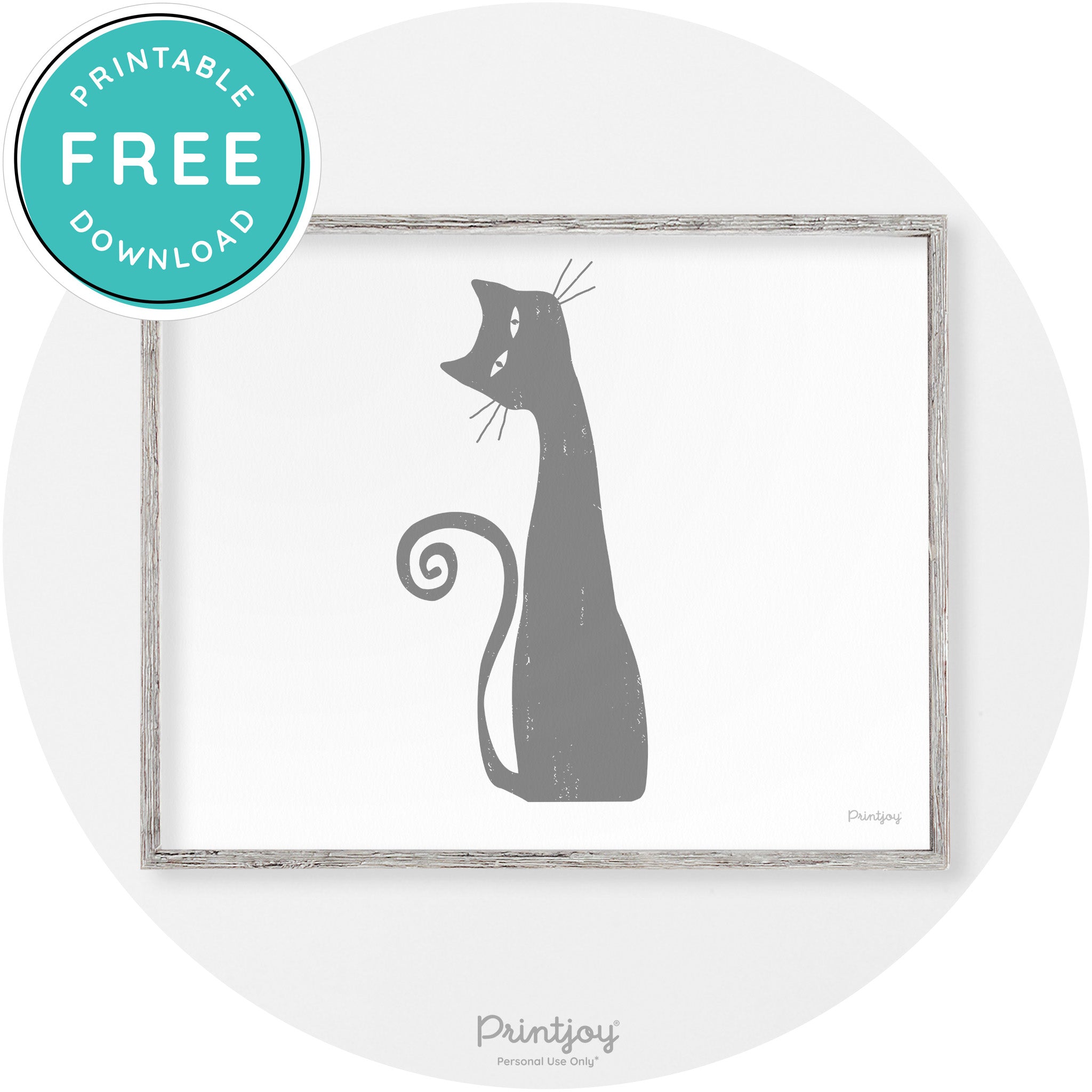Creepy Skinny Cat Modern Vintage Halloween Wall Art Free Printable - Printjoy