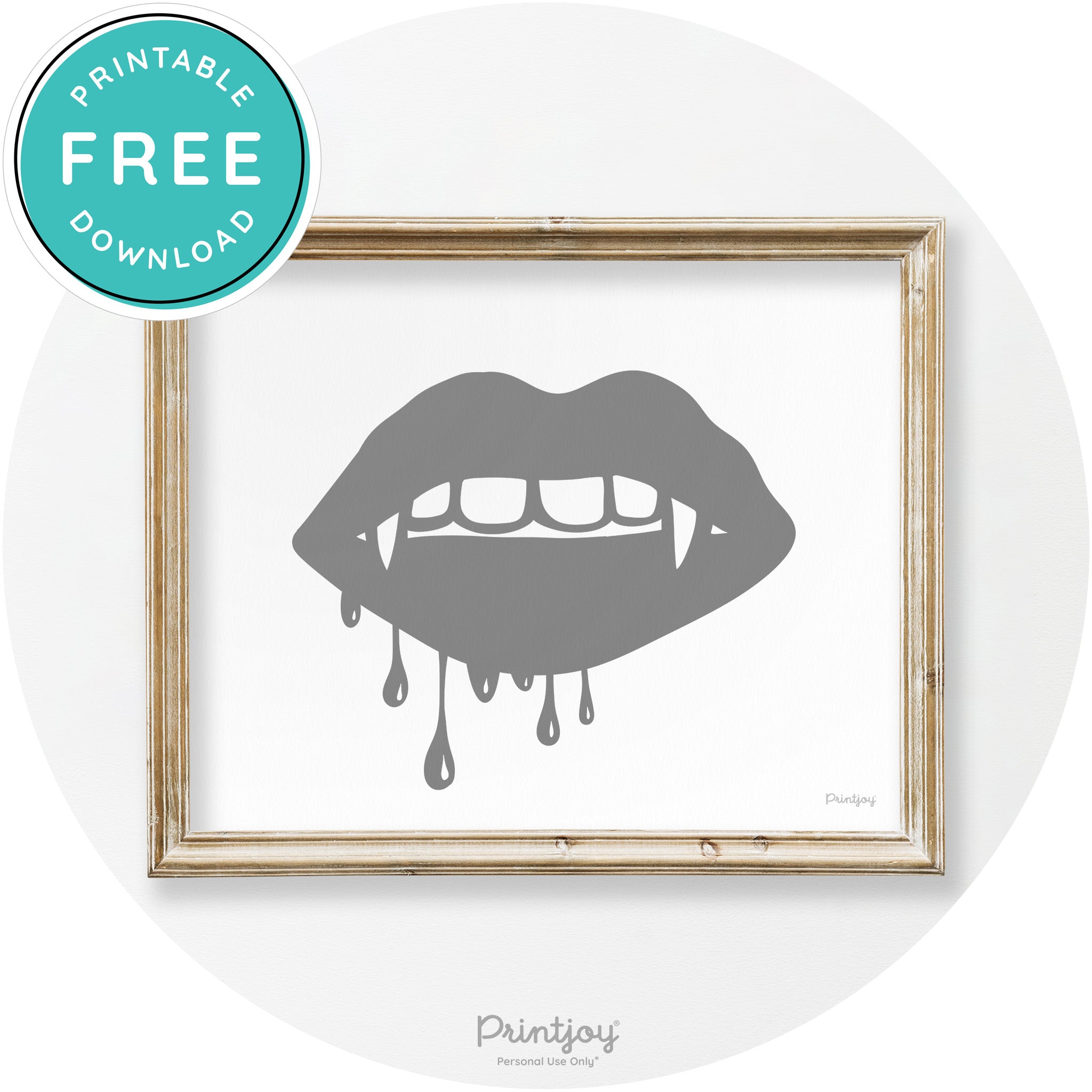 Dracula Fangs Teeth Modern Vintage Halloween Wall Art Free Printable