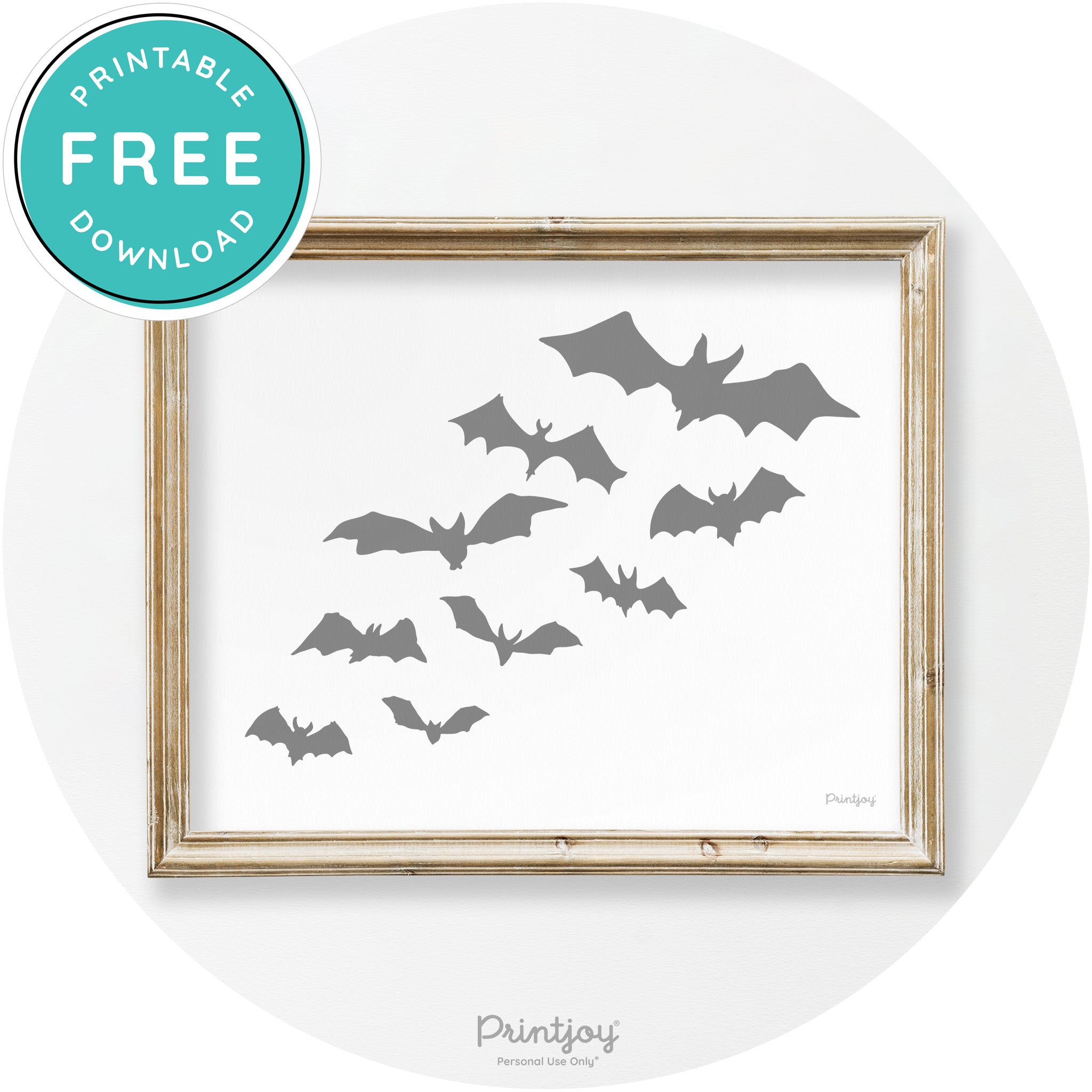 Halloween Bats Silhouette Modern Vintage Wall Art Free Printable