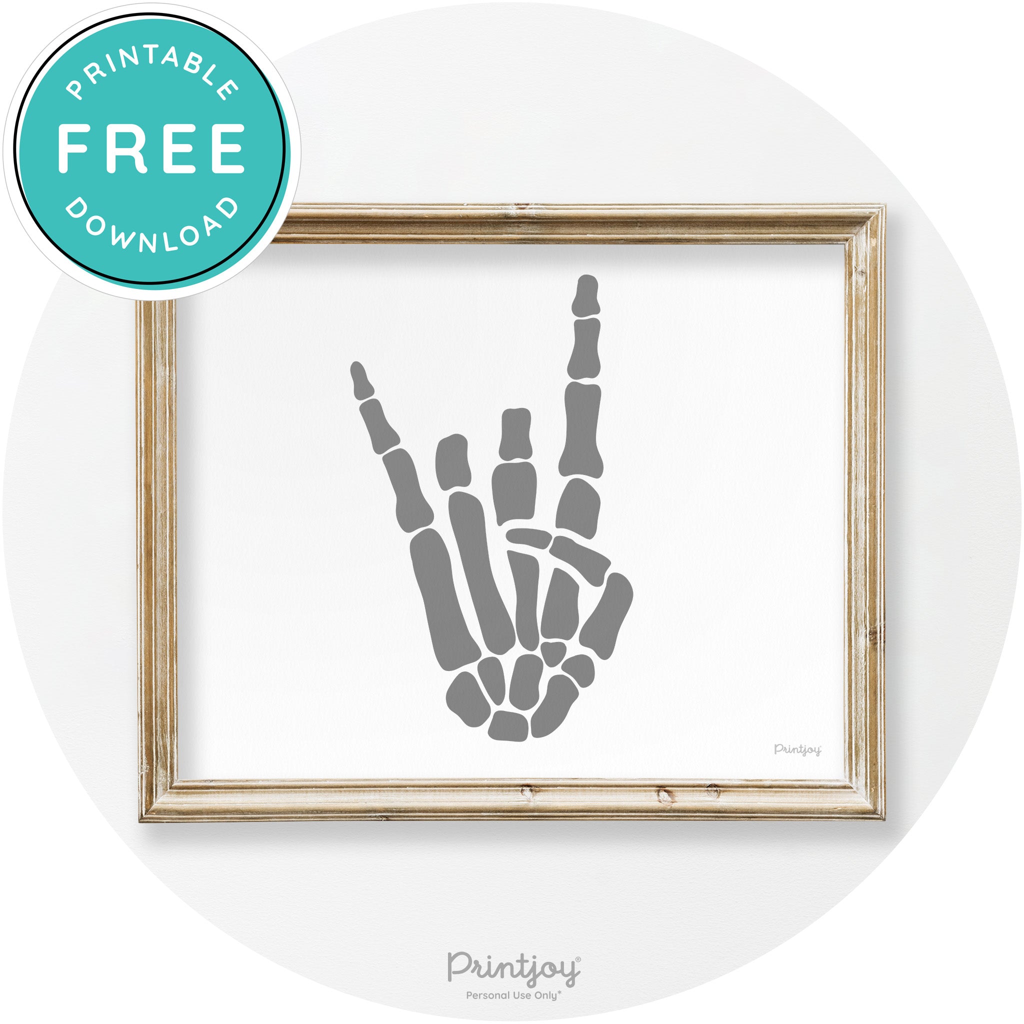 Skeleton Rock On Hand Bones Vintage Halloween Wall Art Free Printable