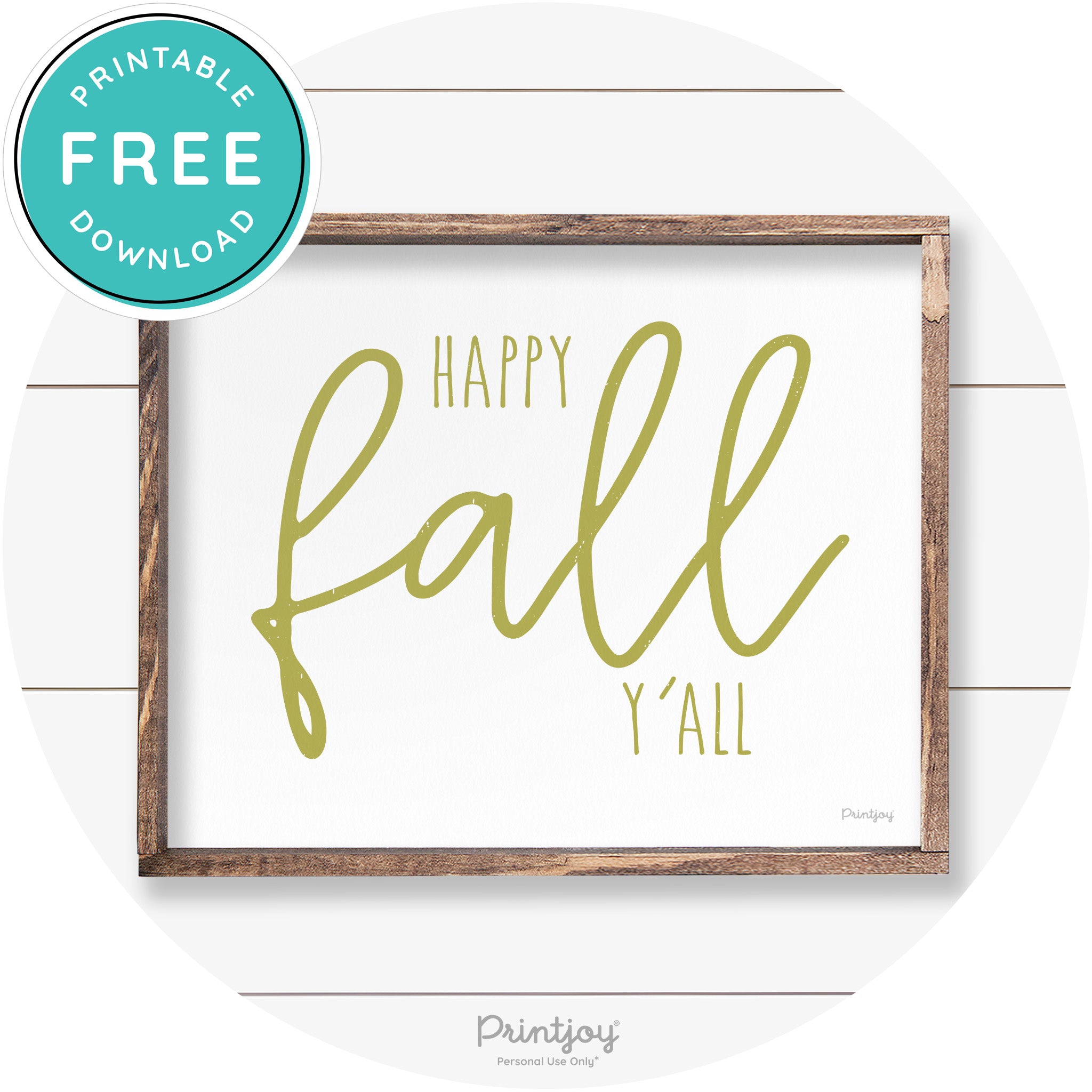 Happy Fall Y'all Cute Farmhouse Autumn Wall Art Decor Free Printable - Printjoy