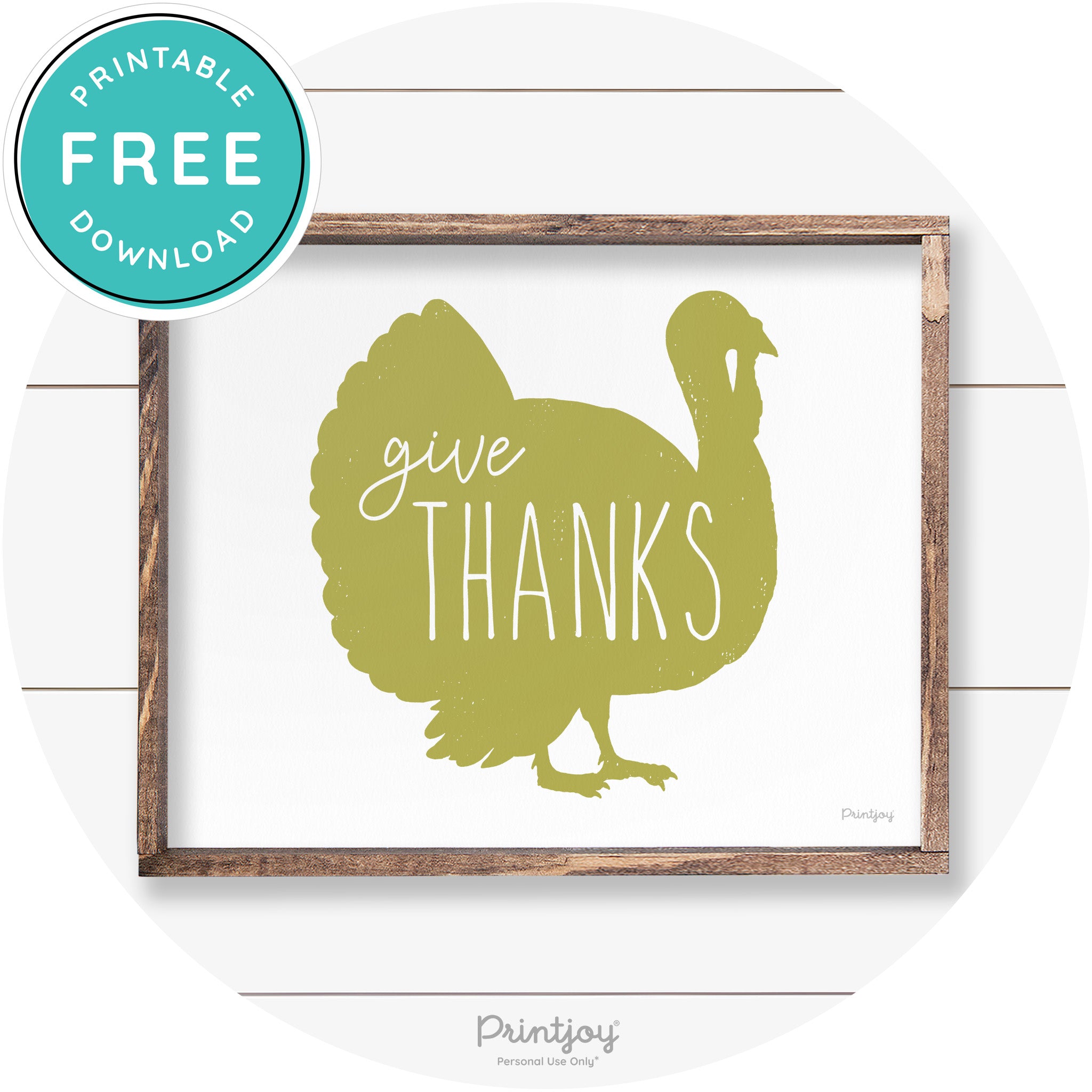 Give Thanks Turkey Thanksgiving Farmhouse Wall Art Free Printable - Printjoy