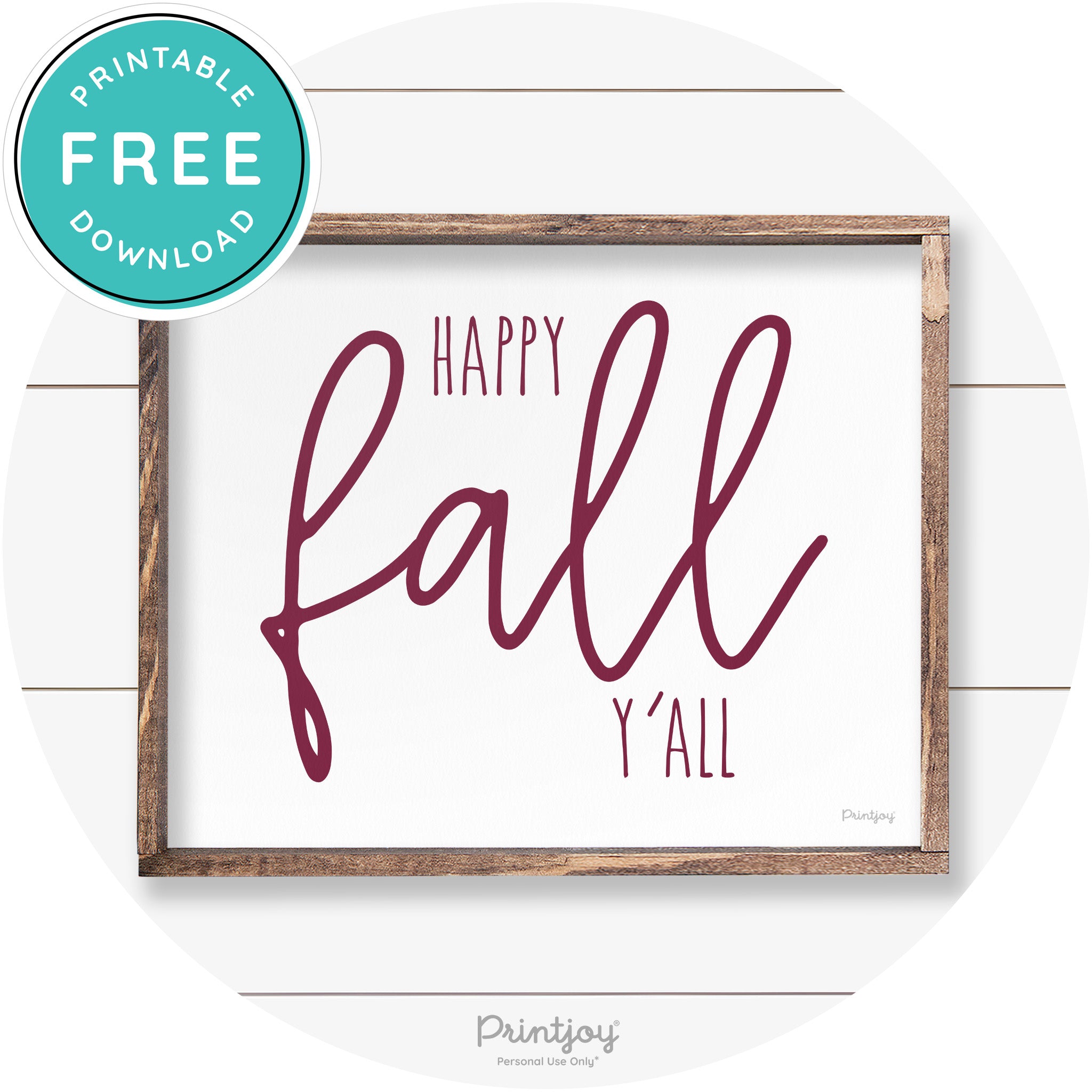 Happy Fall Y'all Cute Farmhouse Autumn Wall Art Decor Free Printable