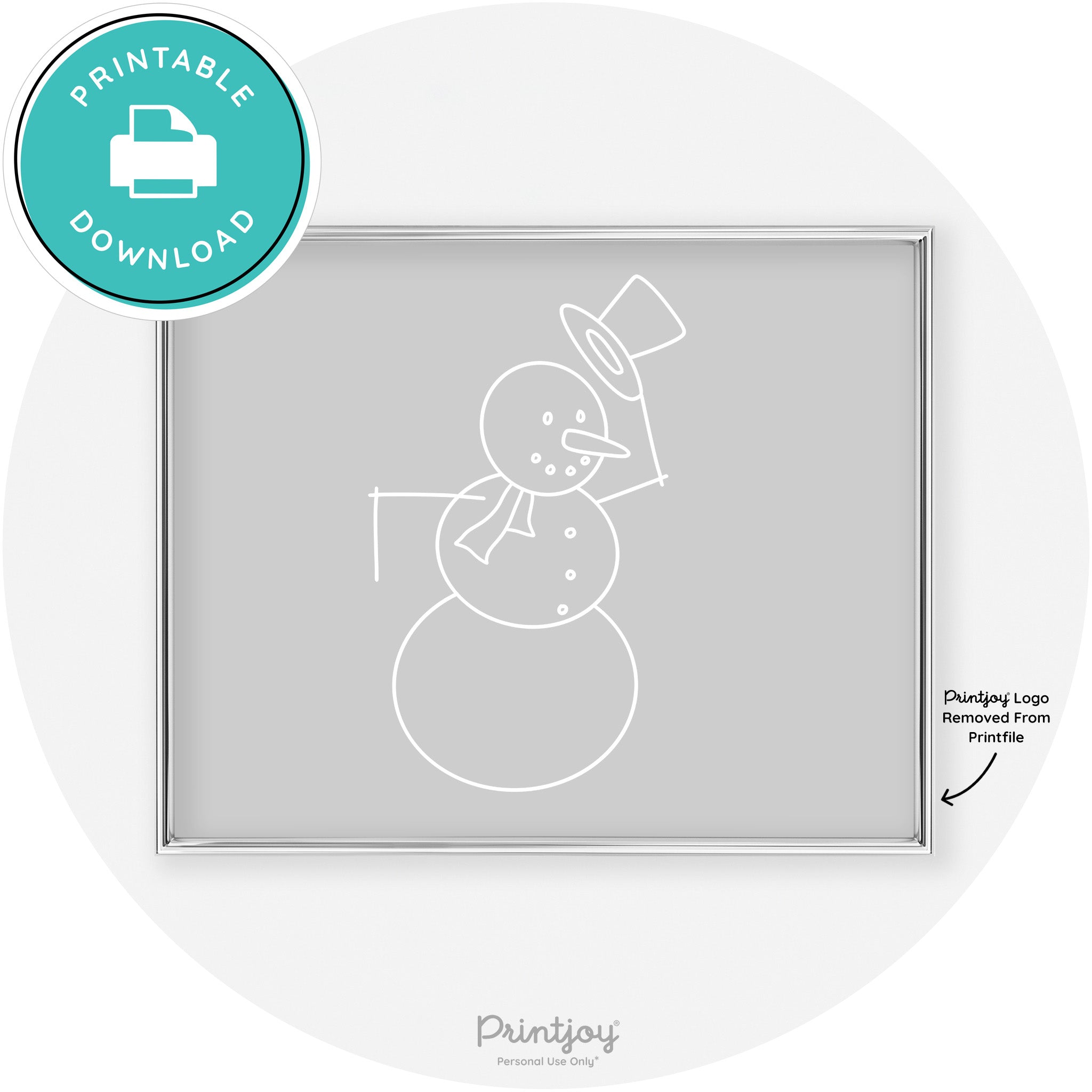 Snowman Line Art Cute Winter Modern Chic Wall Art Free Printable - Printjoy