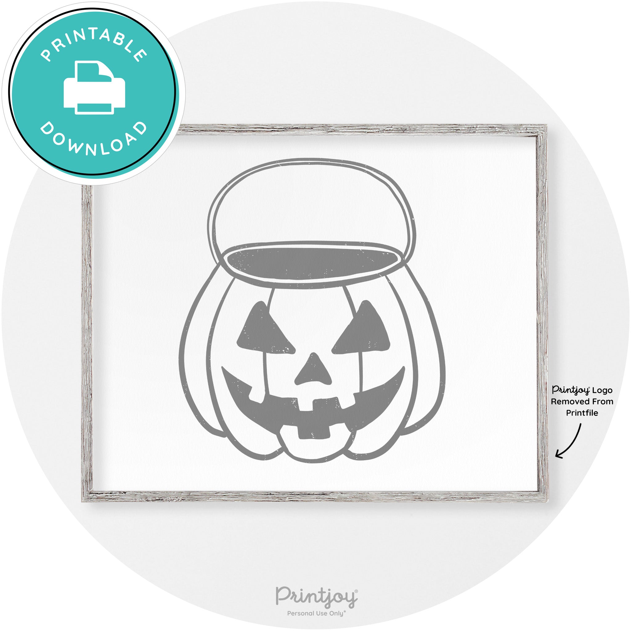 Jack O Lantern Treat Bucket Vintage Halloween Wall Art Free Printable - Printjoy