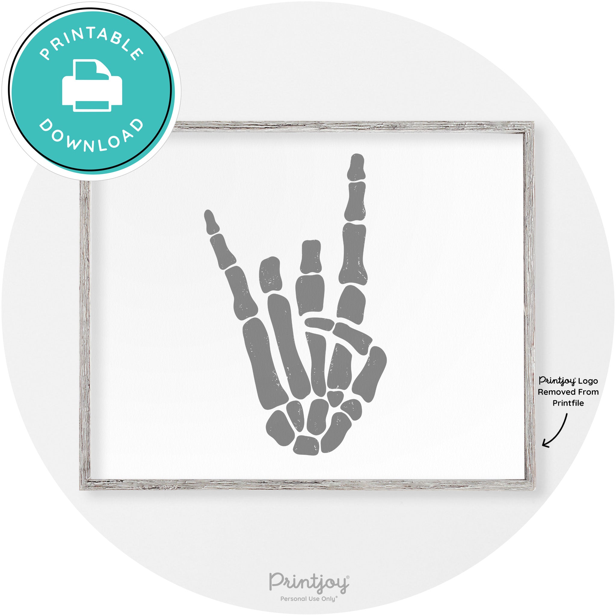 Skeleton Rock On Hand Bones Vintage Halloween Wall Art Free Printable - Printjoy