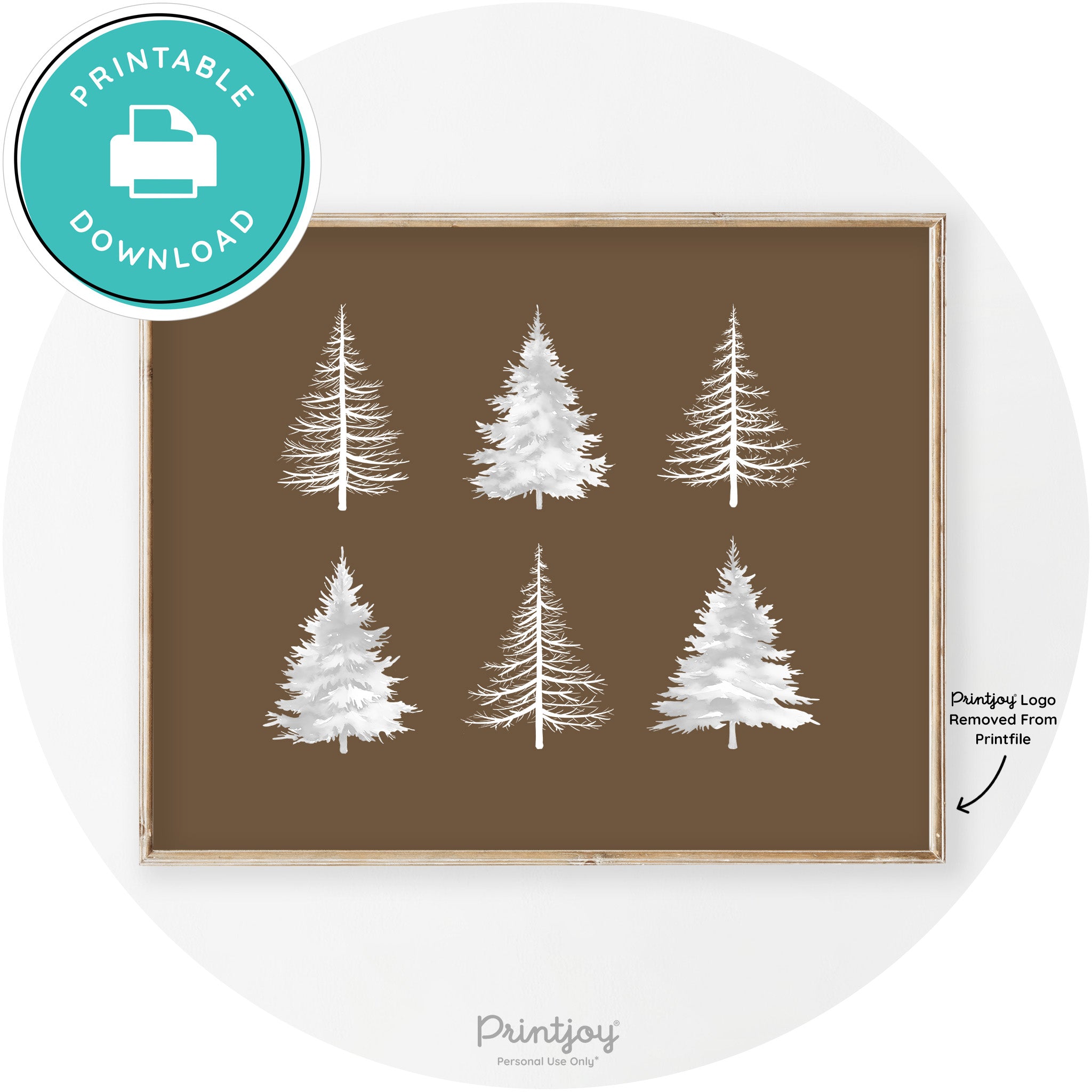 Christmas Trees Silhouette Modern Transitional Wall Art Free Printable - Printjoy