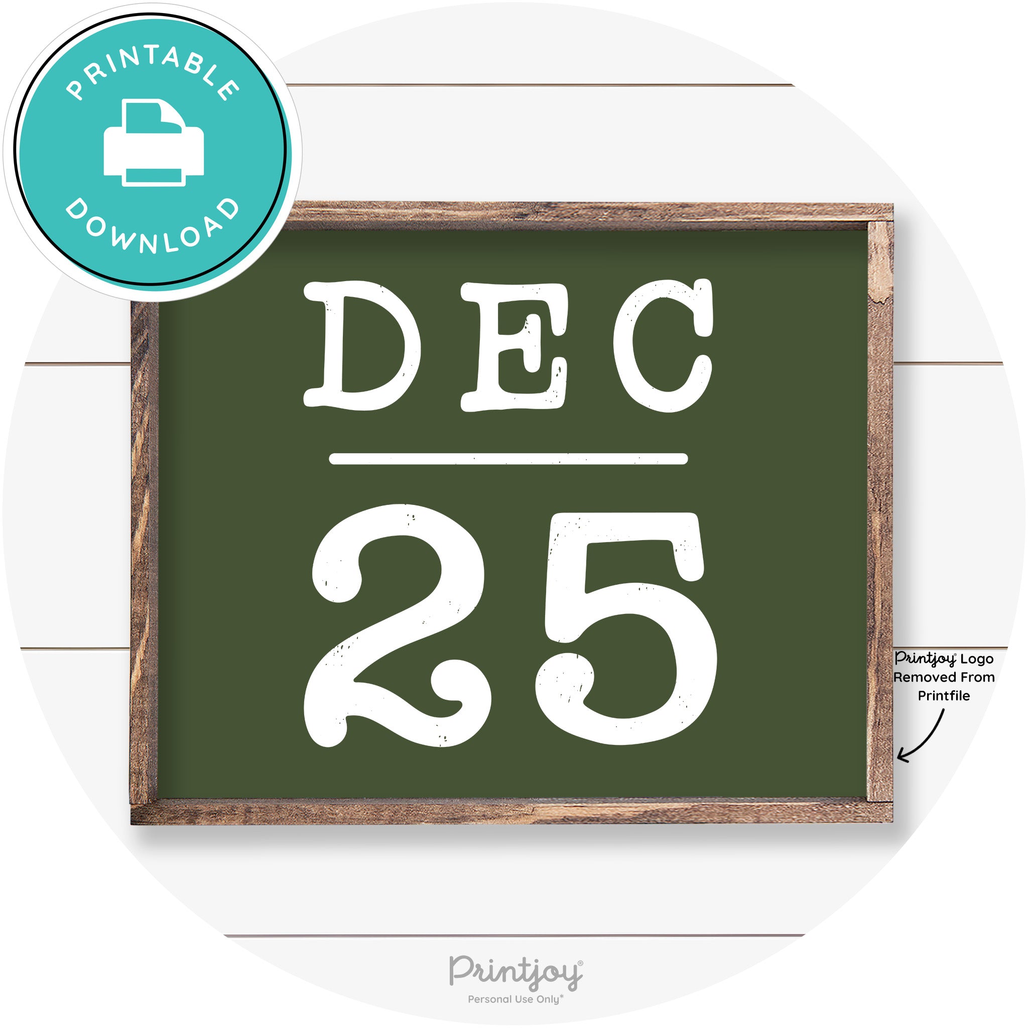 Dec 25 Christmas Rustic Farmhouse Wall Art Decor Free Printable