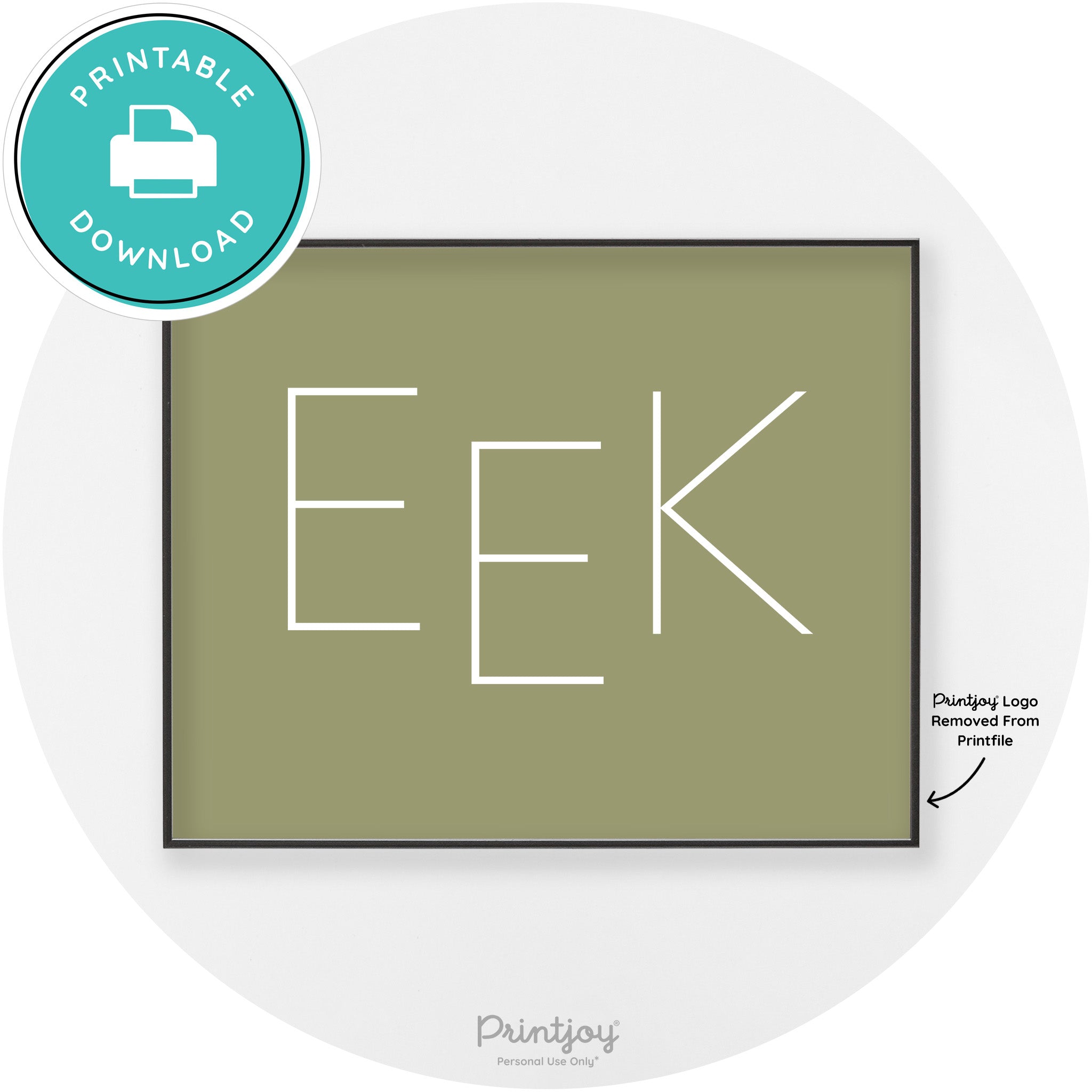 Eek Halloween Modern Chic Lettering Wall Art Decor Free Printable