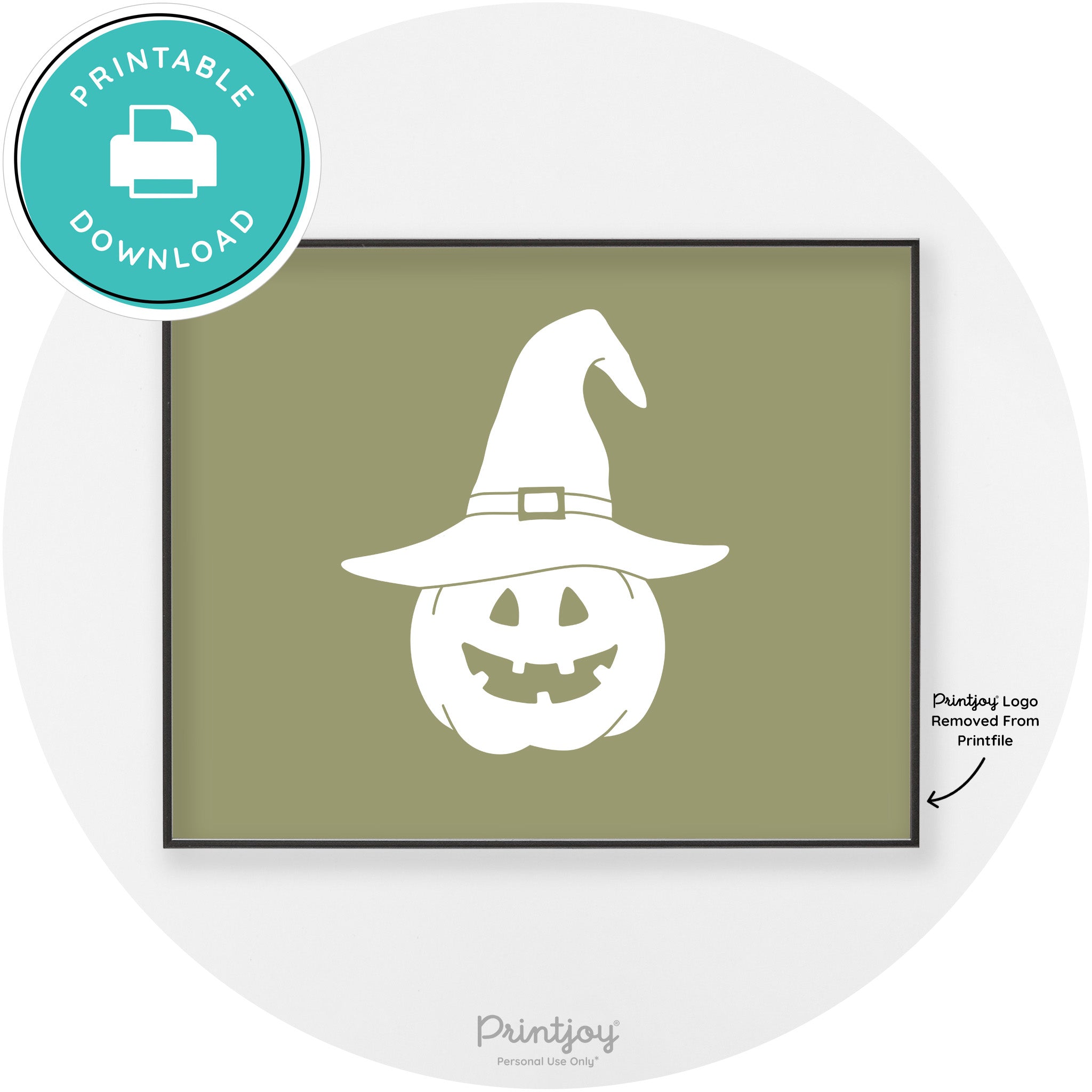 Halloween Cute Witch Jack O Lantern Chic Wall Art Printable