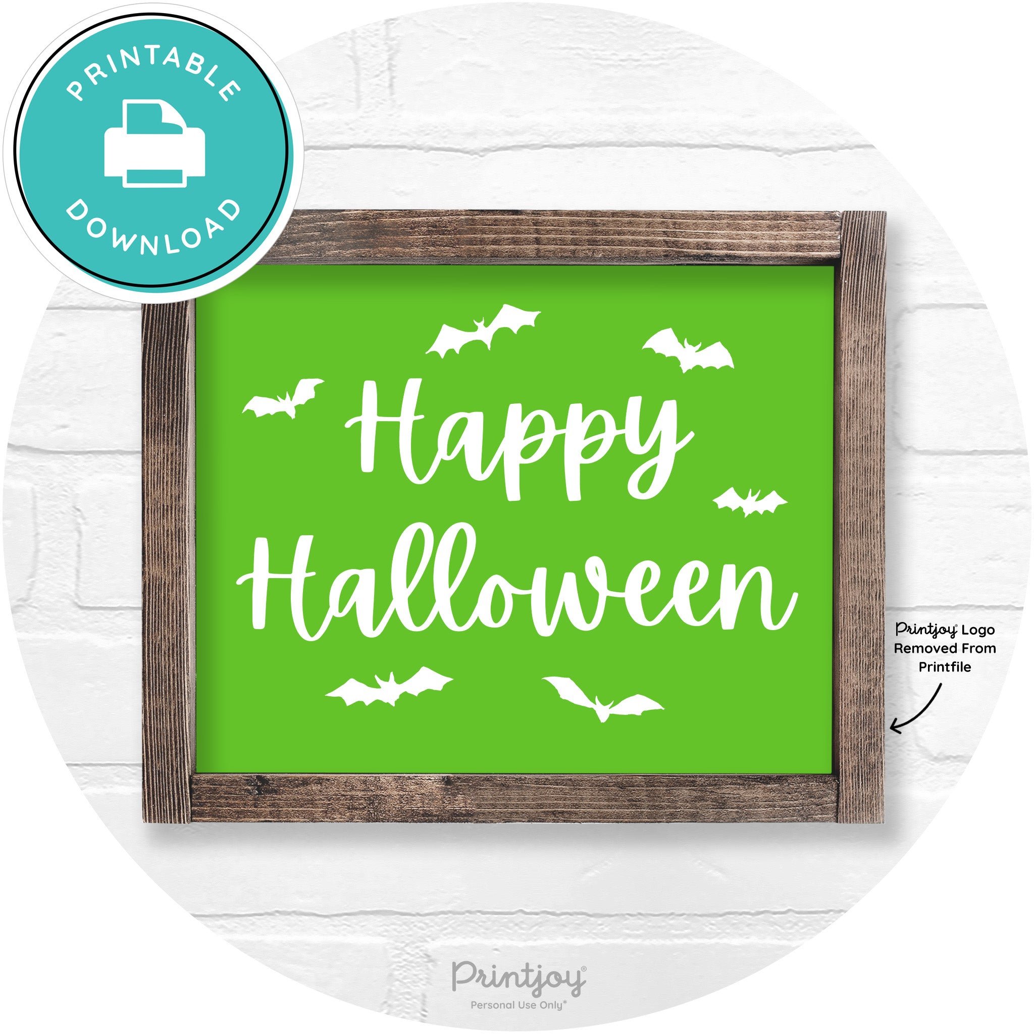 Happy Halloween Bats Rustic Farmhouse Wall Art Printable
