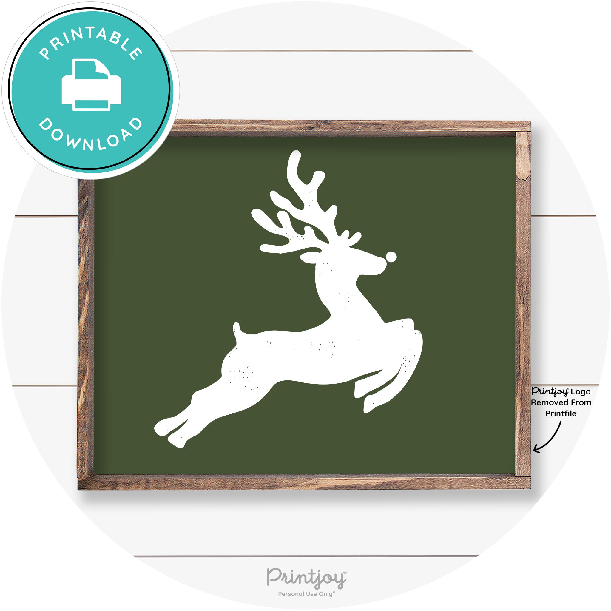 Flying Reindeer Silhouette Christmas Farmhouse Wall Art Free Printable - Printjoy