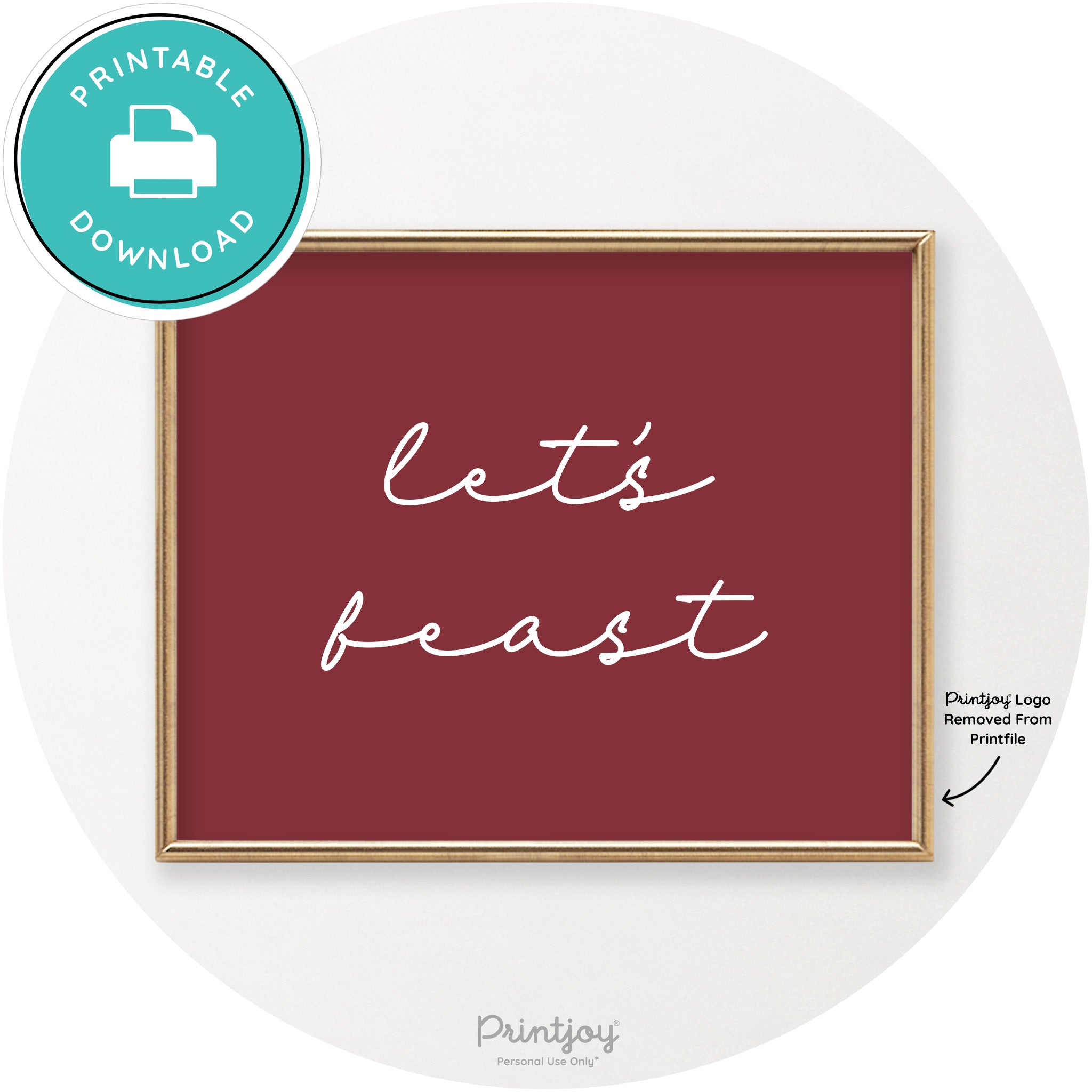 Let's Feast Cute Thanksgiving Modern Chic Wall Art Printable