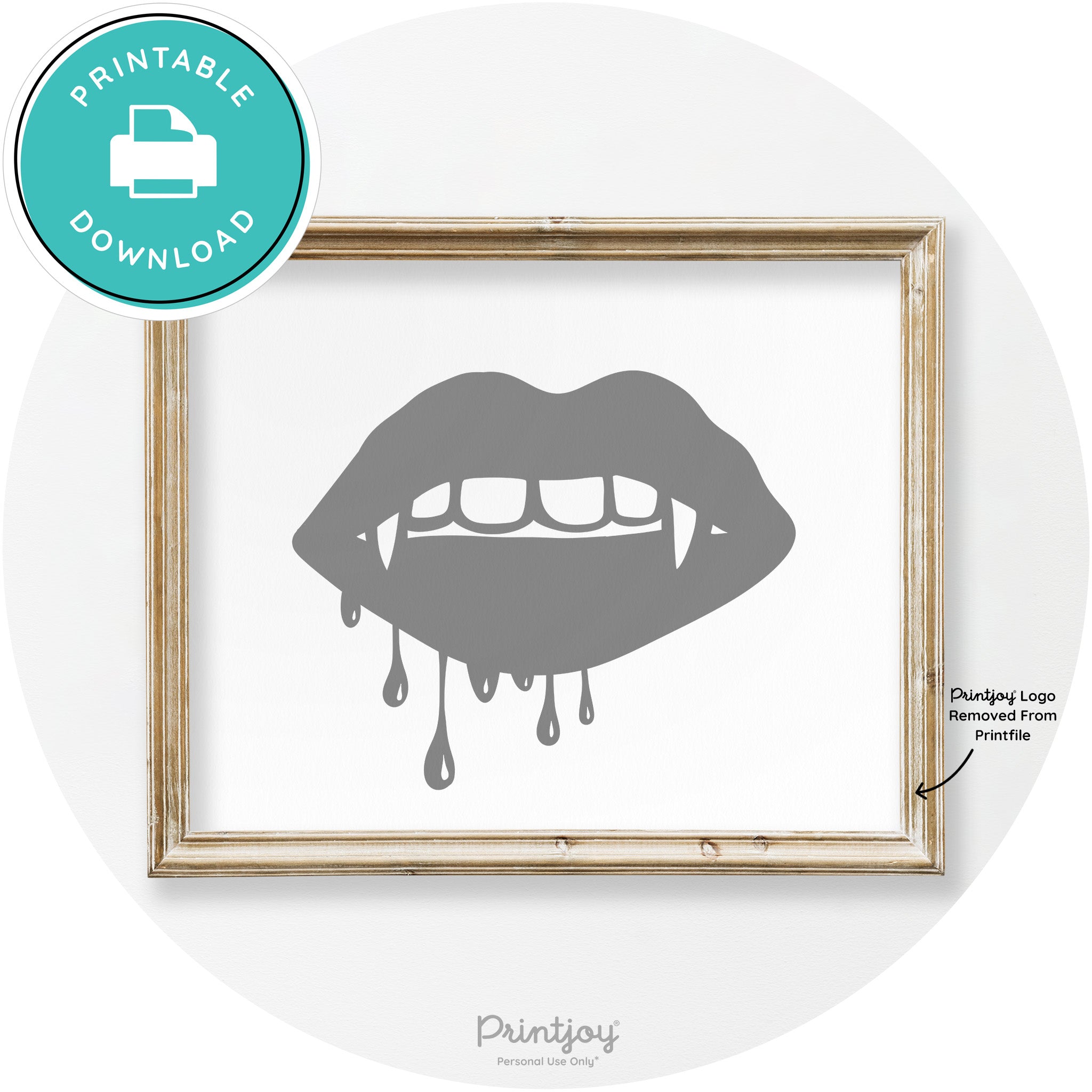 Dracula Fangs Teeth Modern Vintage Halloween Wall Art Free Printable